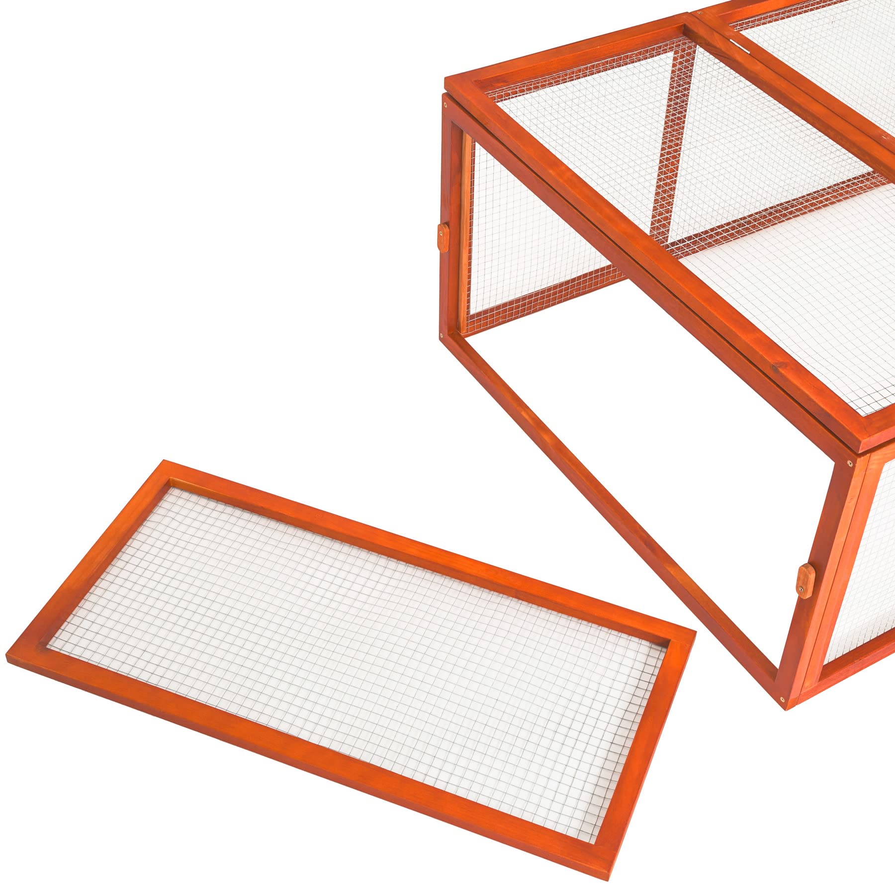 tectake® Conigliera da Esterno, 4 Porte, con Facile Accesso, Utilizzabile a Se Stante, Recinto Per Conigli, Gabbia Esterno, Casetta, Recinto Piccoli Animali - Marrone