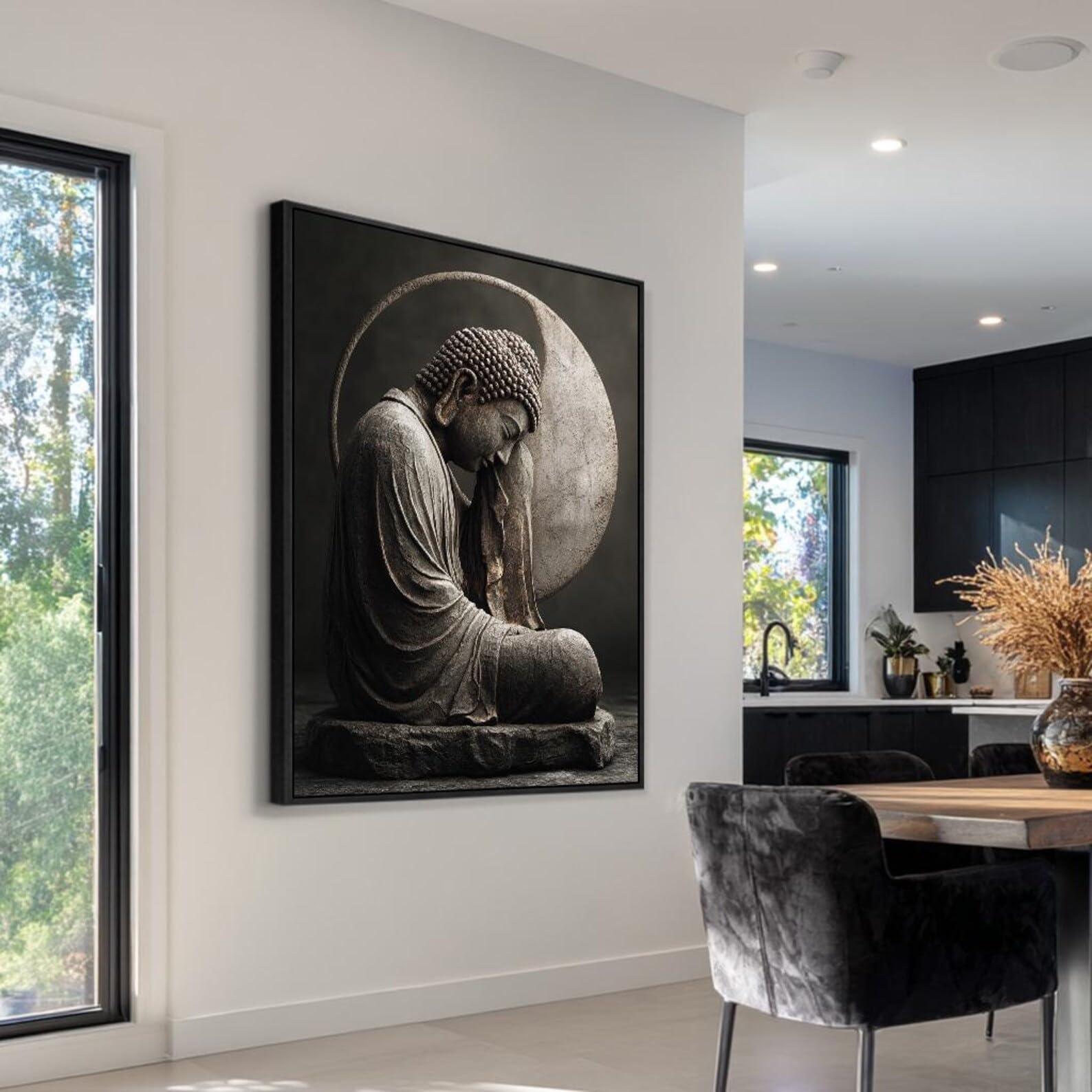 Portrait Buddhism Paint, Large Buddha Art Work, Canvas Print For Yoga, Spiritual Room Decor,Horizontal Bed Decor Wall(80x120cm/Frameless)