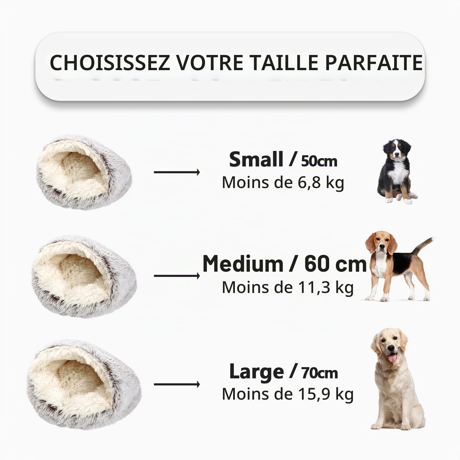 Lits pour Chats, Chat Lit Rond Grotte Peluche Moelleuse Panier Rond pour Chien Coussin Panier Donut Coussin Lavable Amovible Confortable Chaud Antidérapant Ø 50 cm（Gris）