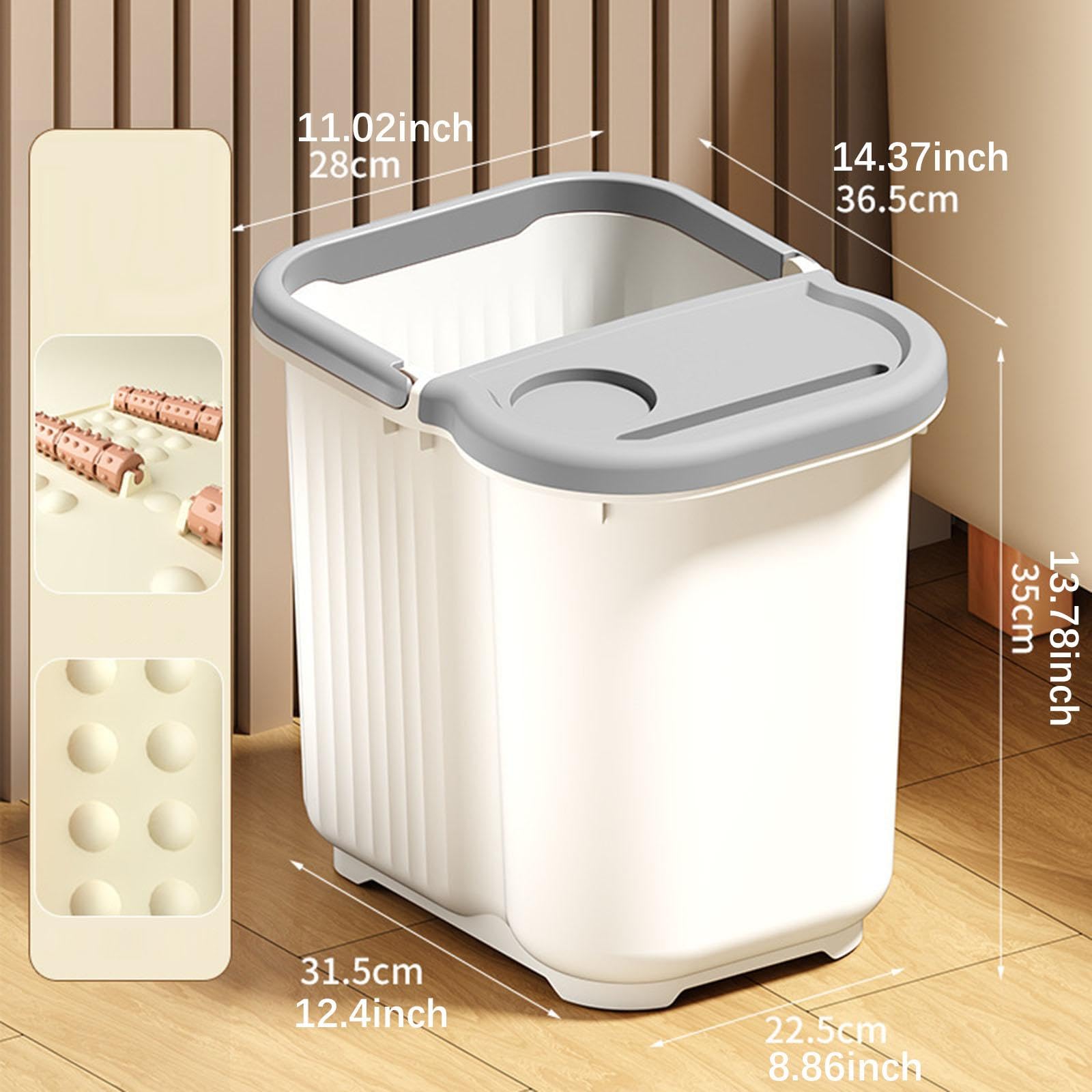 Vaschetta per Pedicure con Vaschetta Grande, Punti Massaggianti per I Piedi, in Materiale PP con Manico Antiscivolo, Adatta per Uso Domestico Fa, Bianco Grigio, L