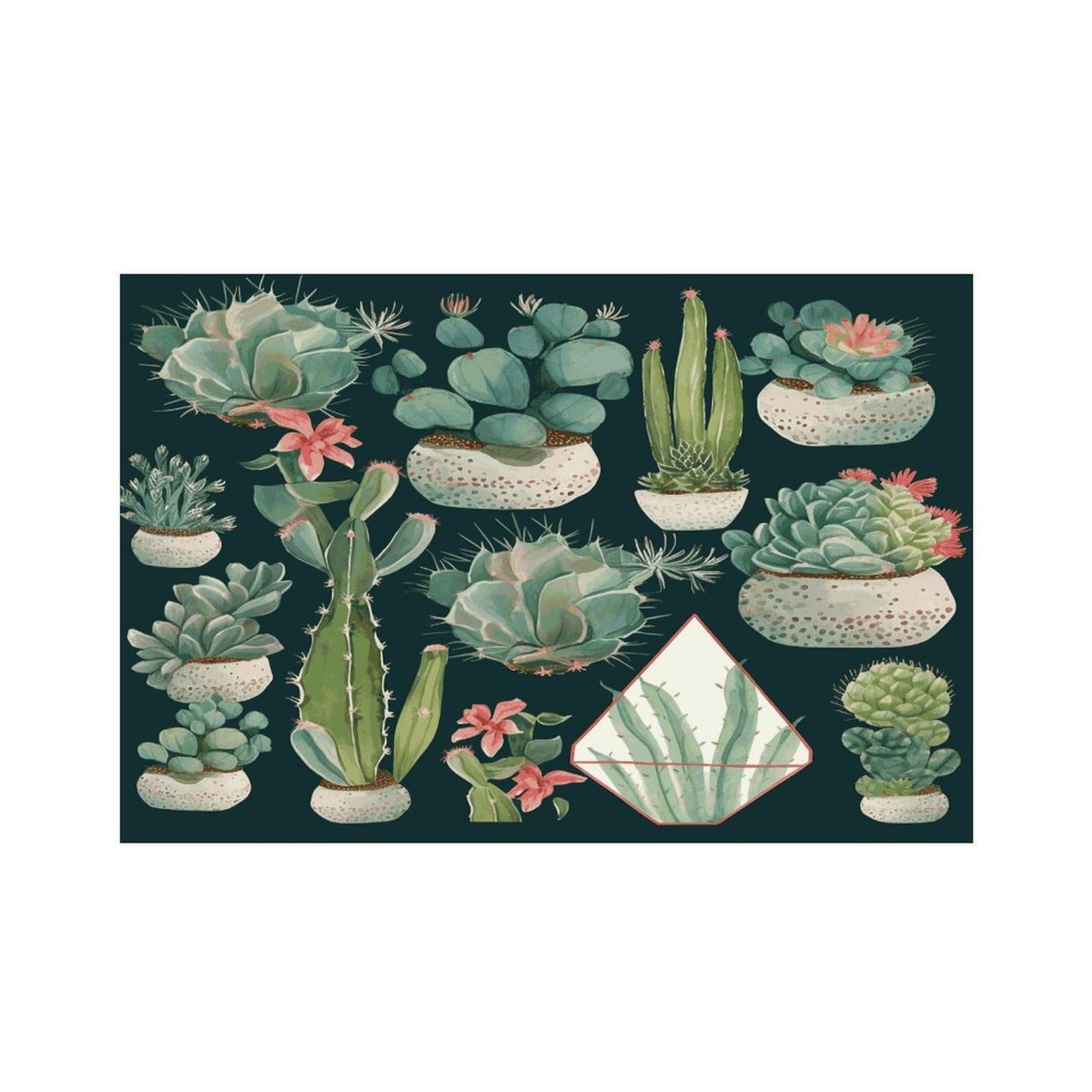 Succulent Plants and Cactus Placemats Non-Slip Heat Resistant Table Mats Flax Washable Cloth Place Mats Easy to Clean Premium Placemat for Kitchen Dining Table Decor Party Outdoor