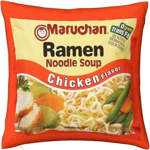 Fundas de almohada instantáneas con sabor a pollo y ramen, de 18 x 18 pulgadas, de terciopelo, acogedora, suave, divertida, para decoración del