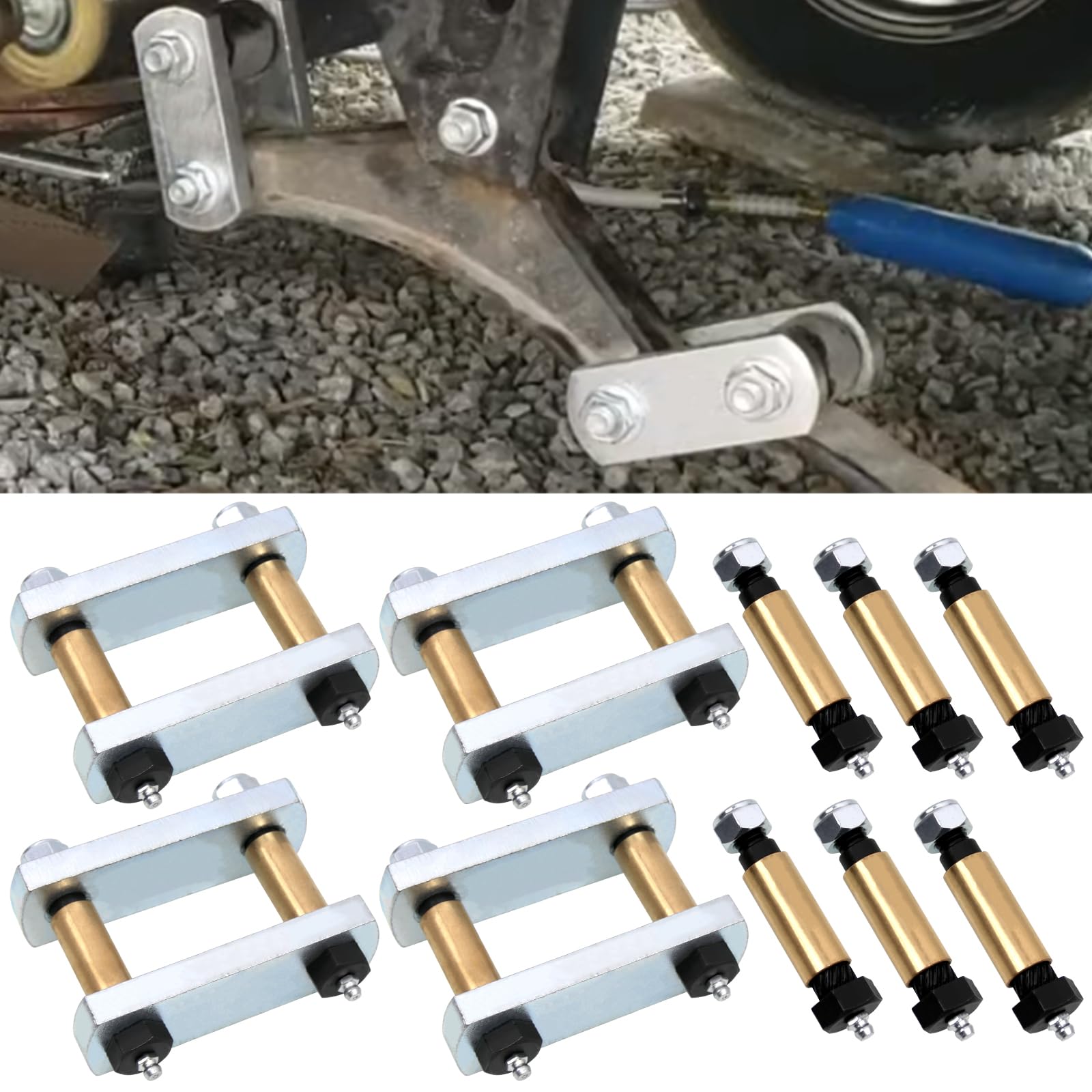 RYANSTAR RACING Heavy Duty Shackle Upgrade Kit Compatible with CRE3000 Stock and Equaflex Trailer Shackle kit 3.125" Shackles Tandem Axle Replaces