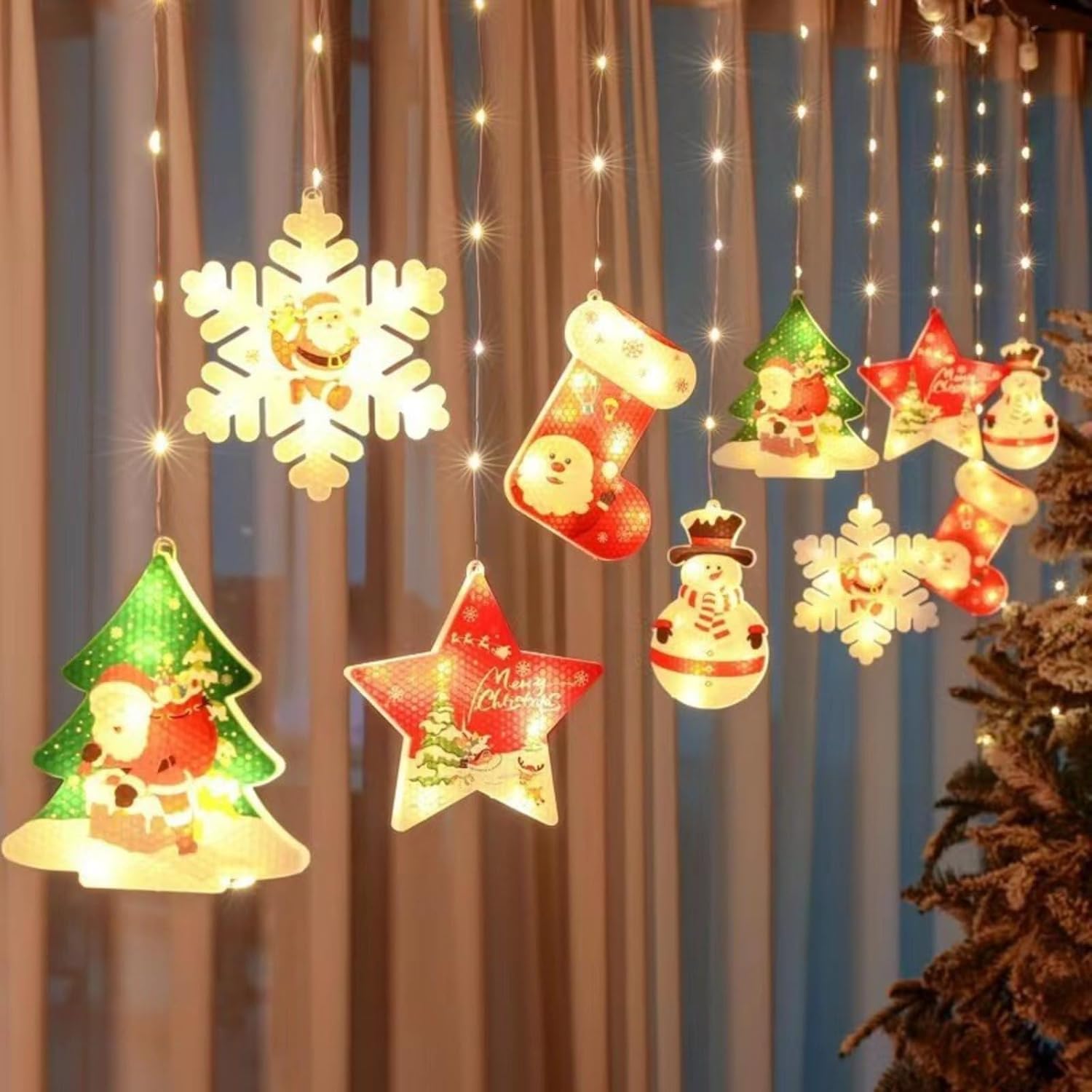 HOHCA Festive Christmas Window Lights with Snowflake Design