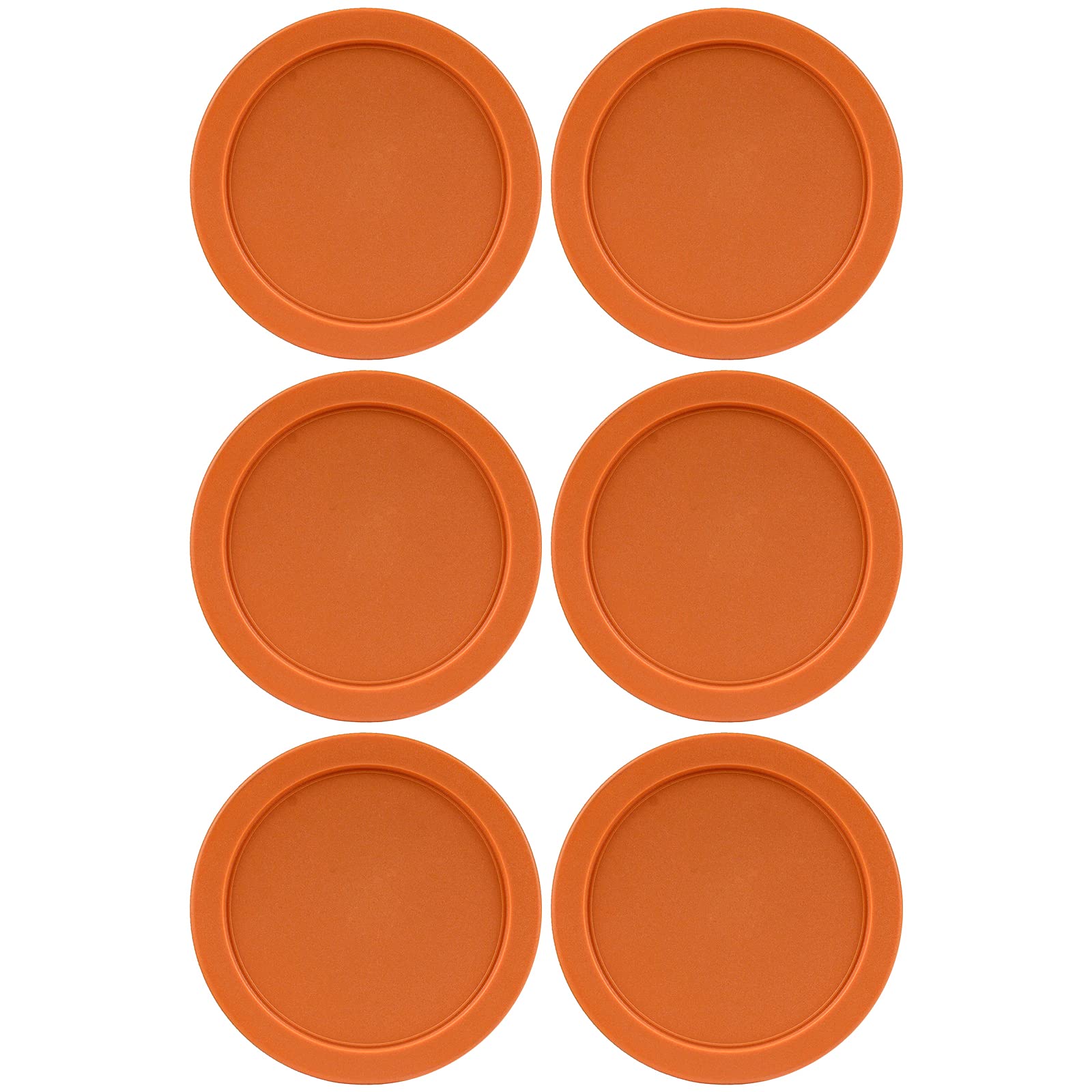 Replacement Lids fits Pyrex 2-Cup Glass Food Storage Container Bowls, 5-Inch Plastic Round Lids Covers for Pyrex 7200-PC, Airtight &amp; Leakproof (6-Pack, Orange)