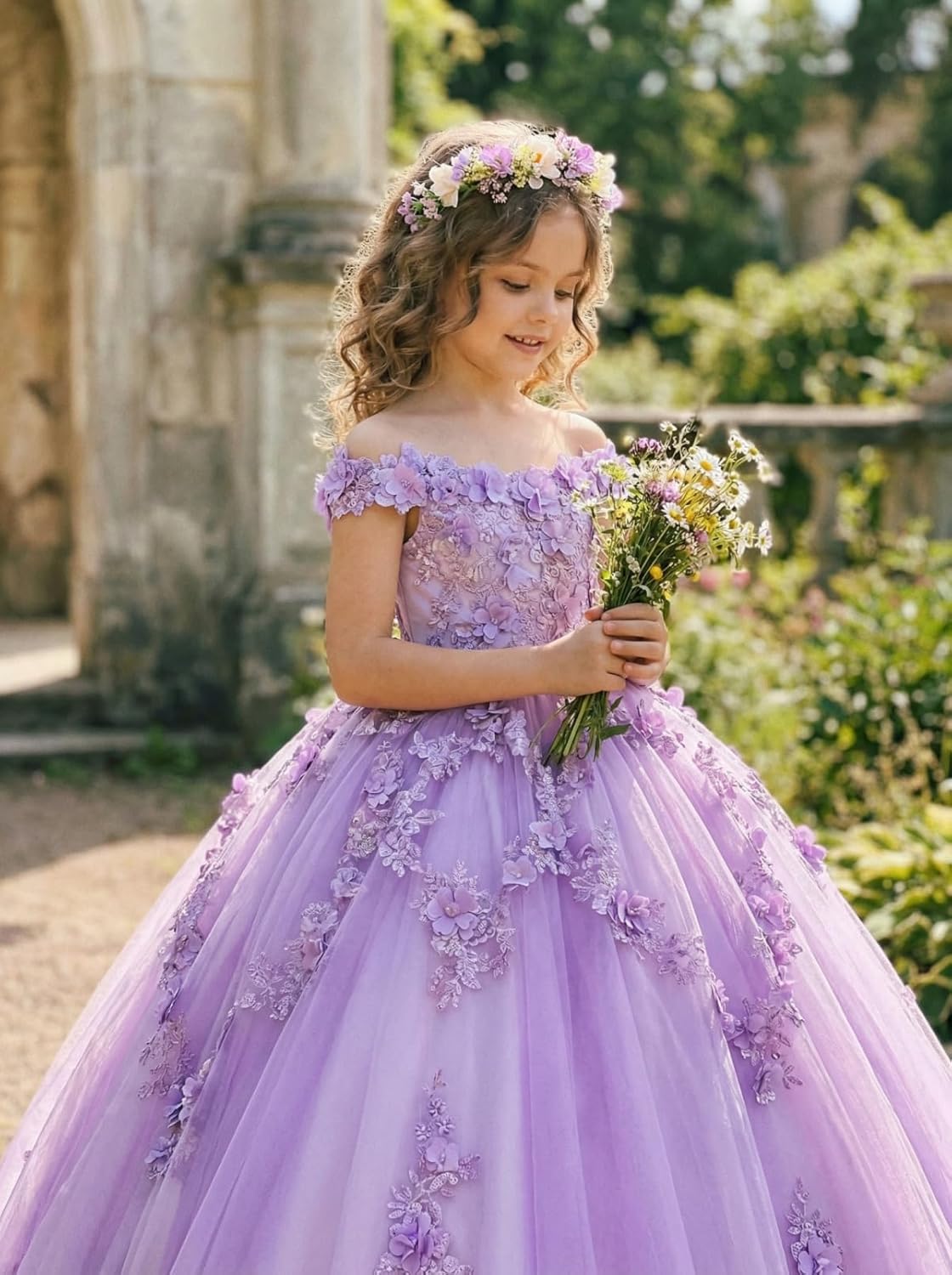 Flower Girl Dresses for Wedding Off Shoulder Pageant Dress for Girls Party Dresses for Girls