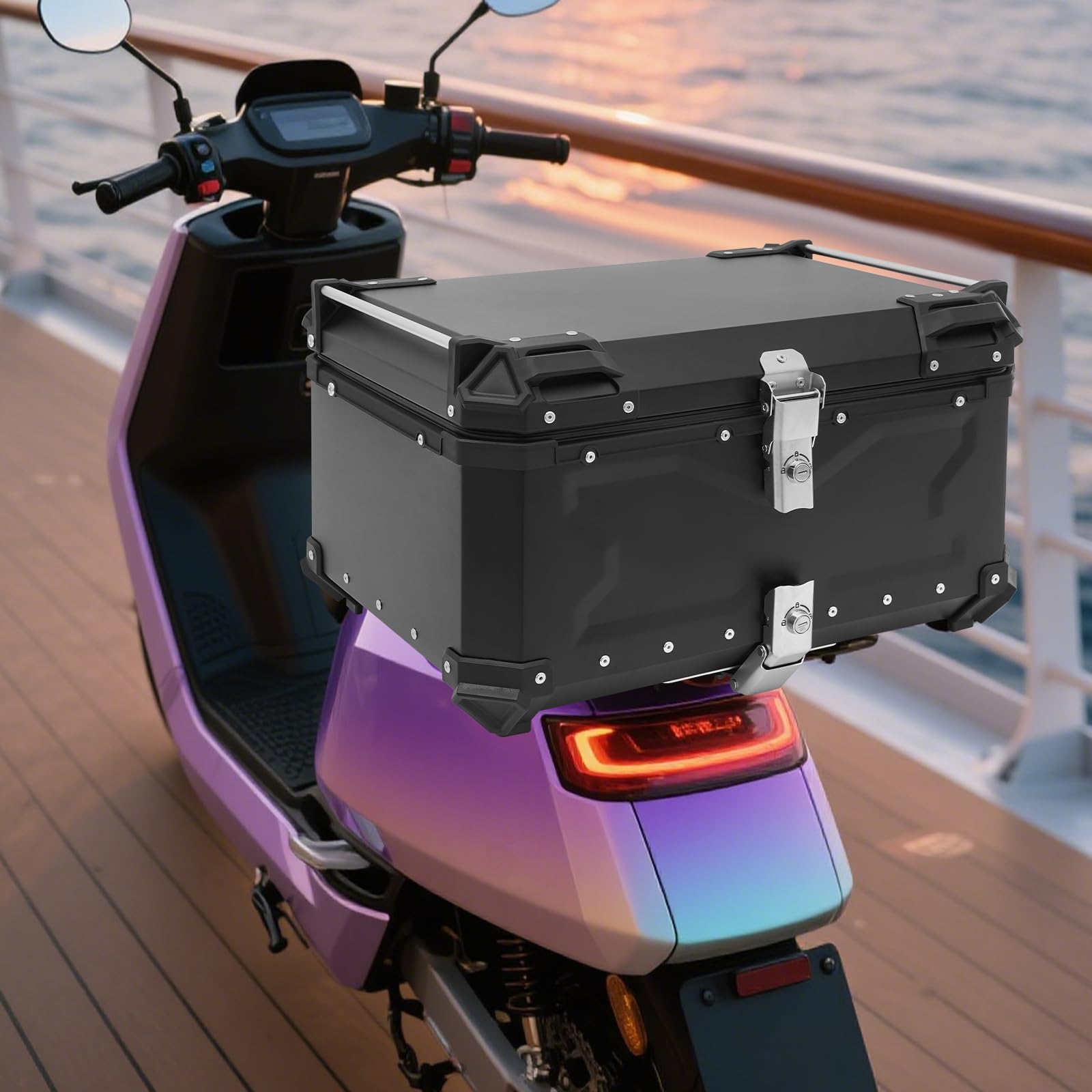 Topcase Baúl de moto 65 l impermeable con cerradura de seguridad