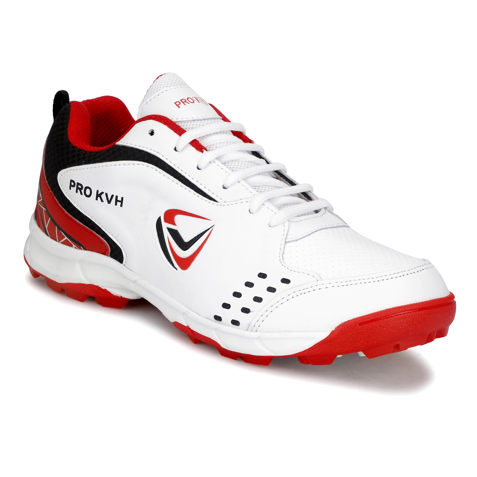 PRO KVH Plus Cricket Shoes for Men|Lightweight & Durable All-Round Performance Cricket Shoes|PVC Studs Spikes Sports Shoe for Unisex White-Red 6 UK/IND (B0DBNBYGSC) Amazon Price History, Amazon Price Tracker