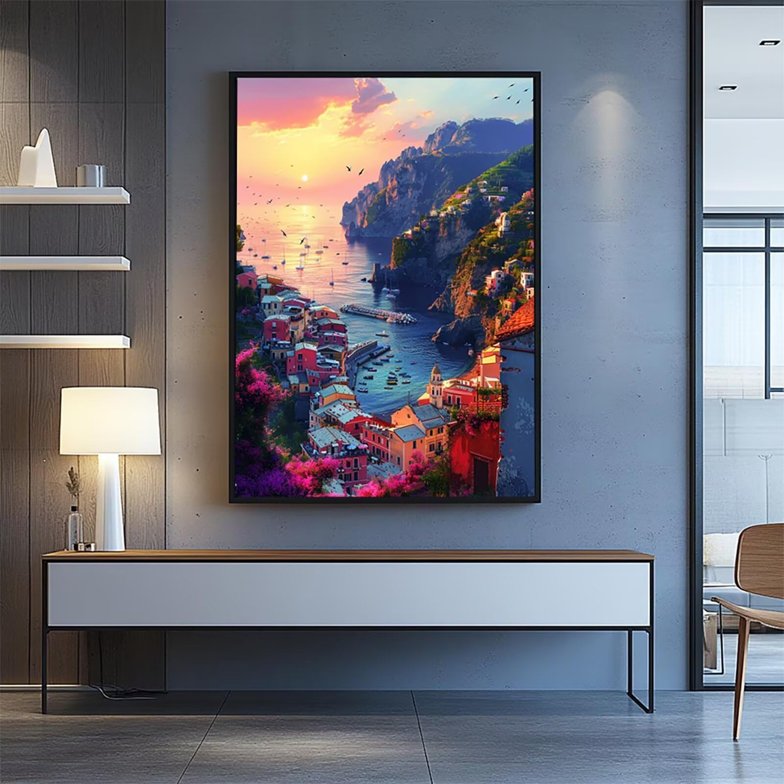 Numery malarskie dla dorosłych Fuji Zestaw do aktywności ręcznej dla dorosłych z farbą akrylową pędzlem i płótnem 70 x 95 cm Japonia Kolorowanka według numerów na obraz Dekoracja ścienna Prezent