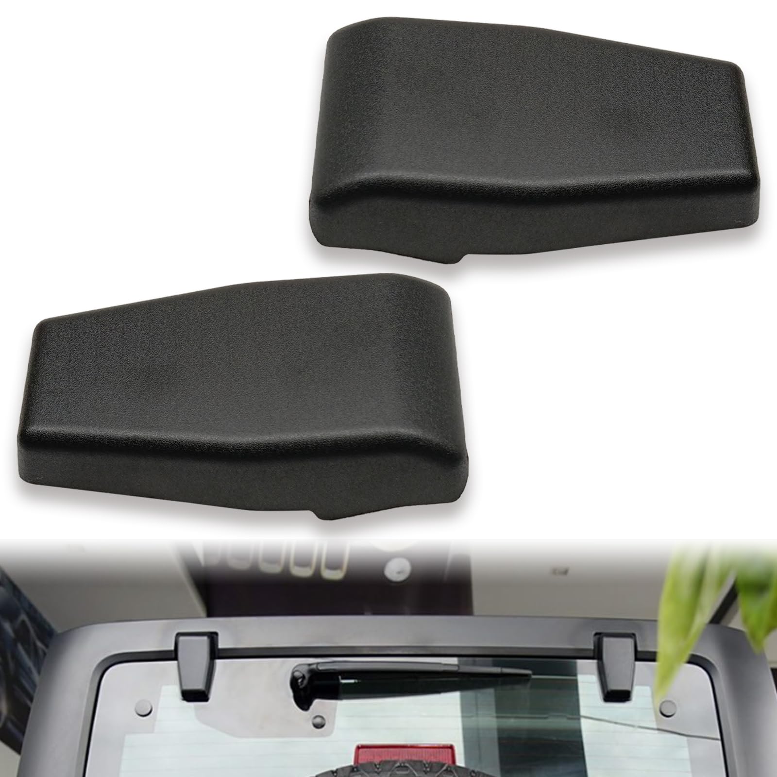 SYudwen 68140033AA Hinge Liftgate Glass Hinge Trim Cover Compatible with JP 2007-2018 Wrangler JK JKU, Rear Window Black 2PCS