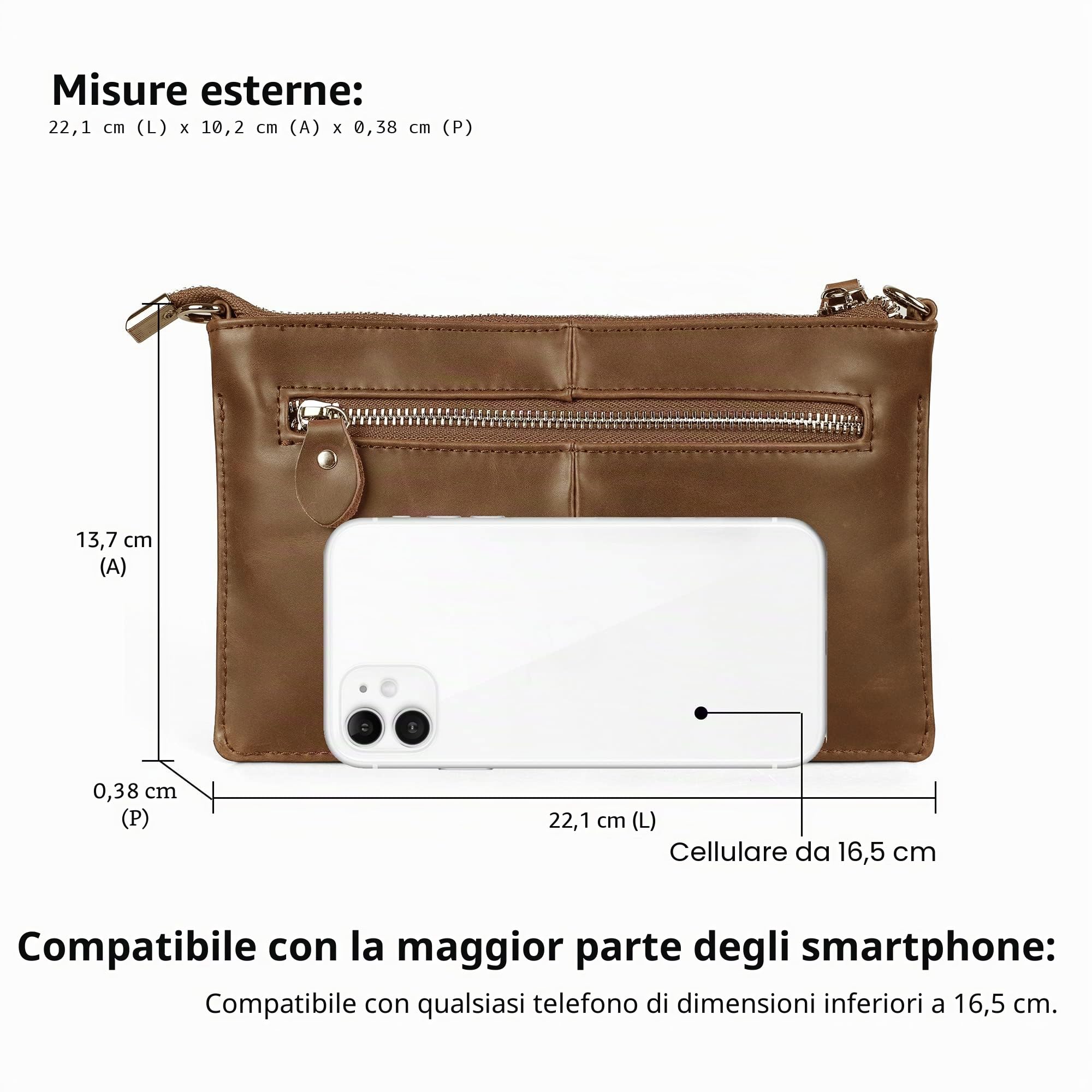 befen 100% leather, Leather Bag Contains Wrist and Crossbody Strap, Suitable for Festivals, Holidays, Big Phones