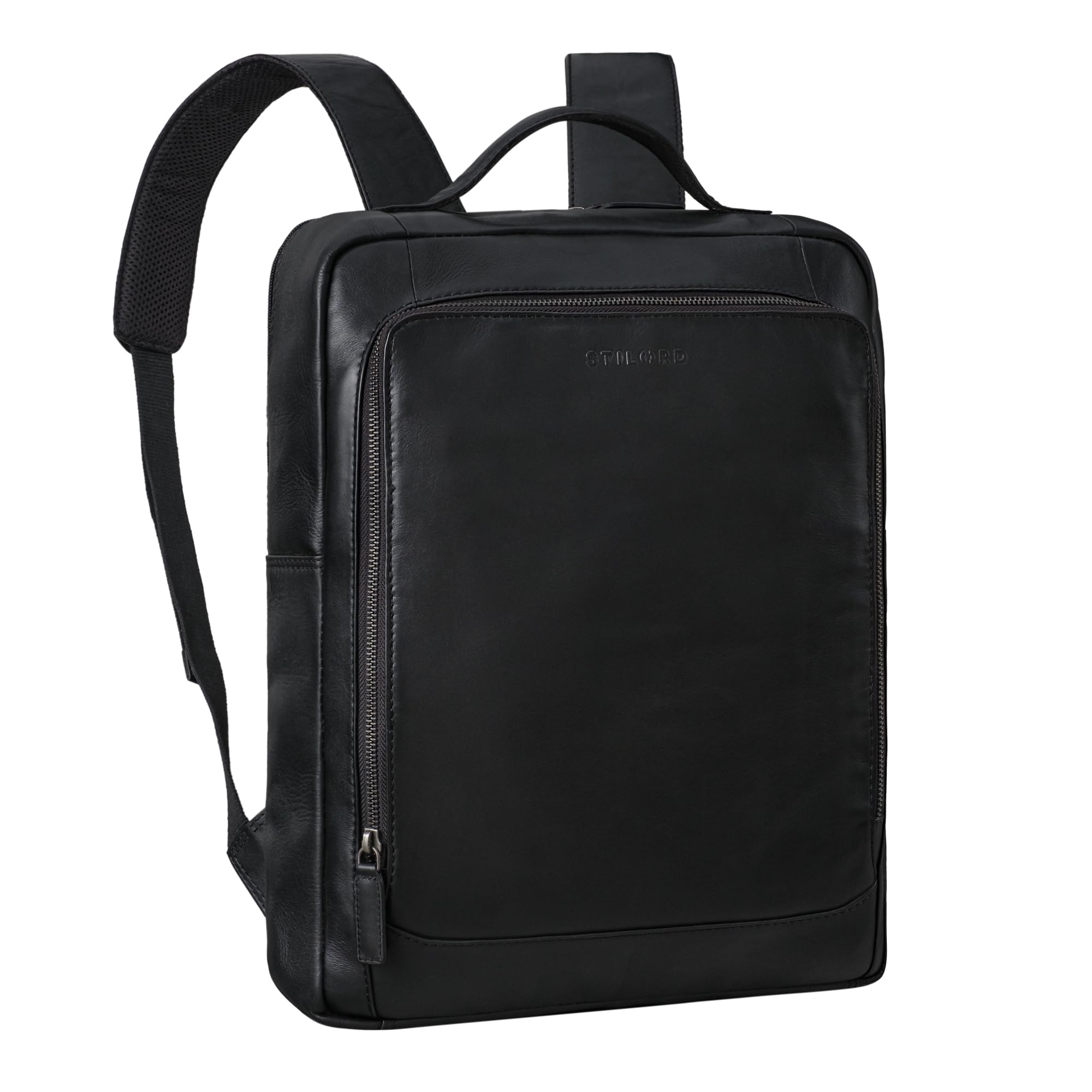 STILORD "Zabel" Zaino in Pelle per Laptop 15,6 Pollici - Vintage per Uomo e Donna, Zainoetto da Studente e Lavoro in Vera Pelle Colore:nero