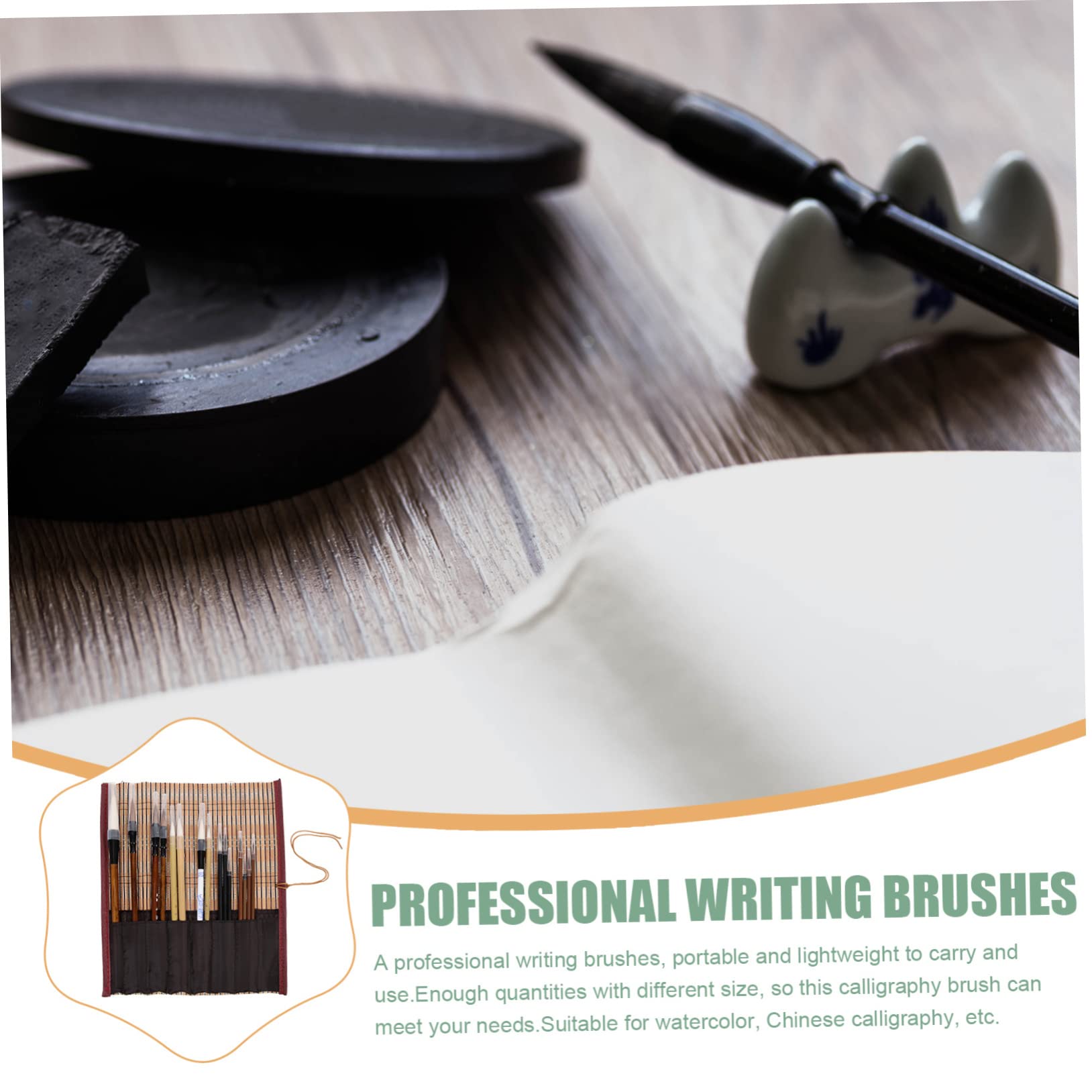 Set Pennelli Calligrafia Cinese 15 Pezzi per Principianti | Legno, Leggero e Portatile, Astuccio Incluso, per Studenti D'arte e Pittura Colore Casuale