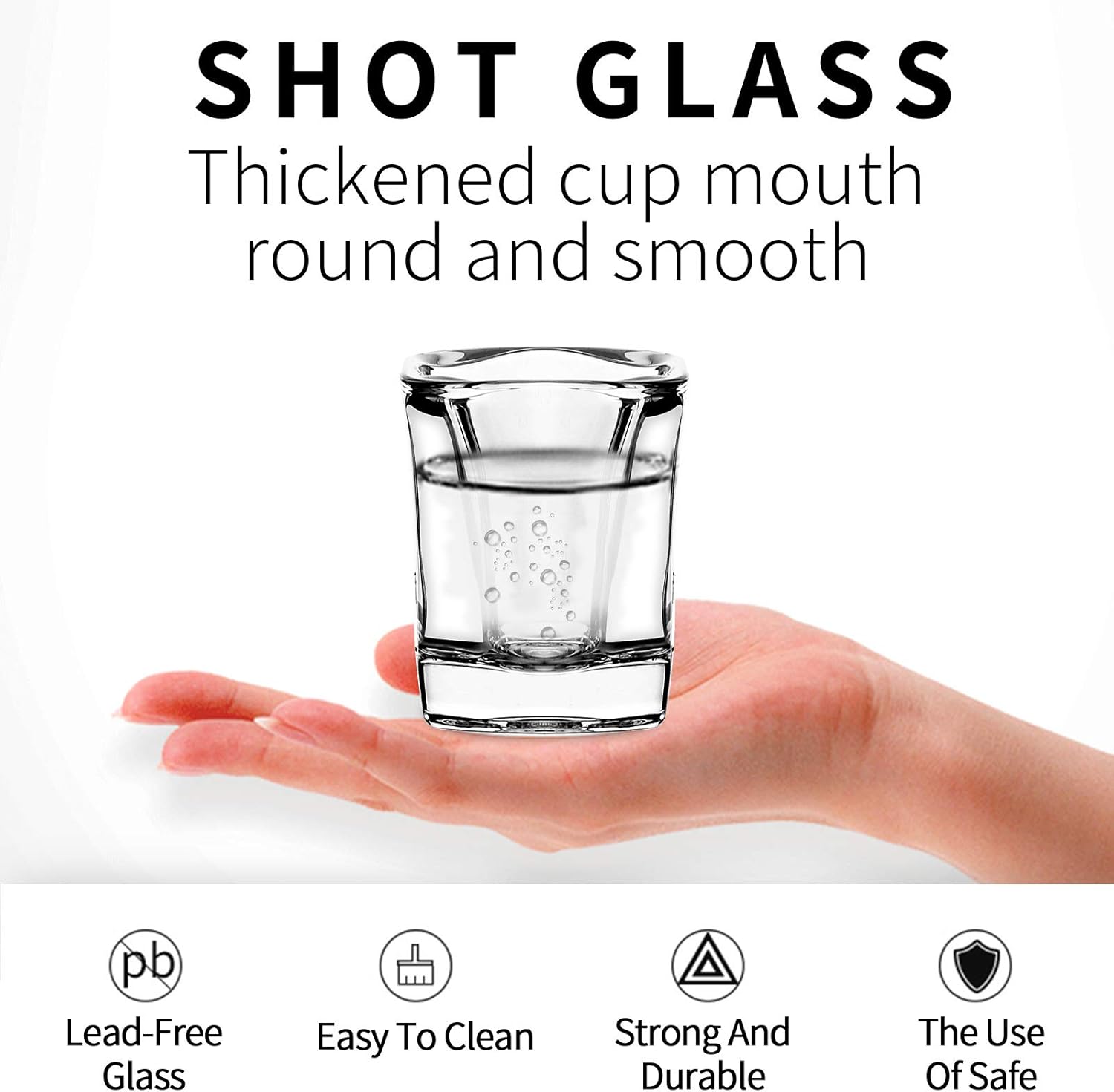 INFTYLE Shot Glass Set - 2oz/60ml Set of 12 Shot Glass Tray Holder Set Thick Base for Club Bar Party (12pcs) - Image 5