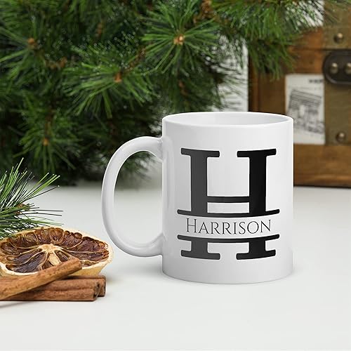 Miniatura 2 de Taza de café personalizada con monograma, letra inicial H, personalizada para mujeres, hombres, niñas, niños, papás, mamás, amigos, taza de café