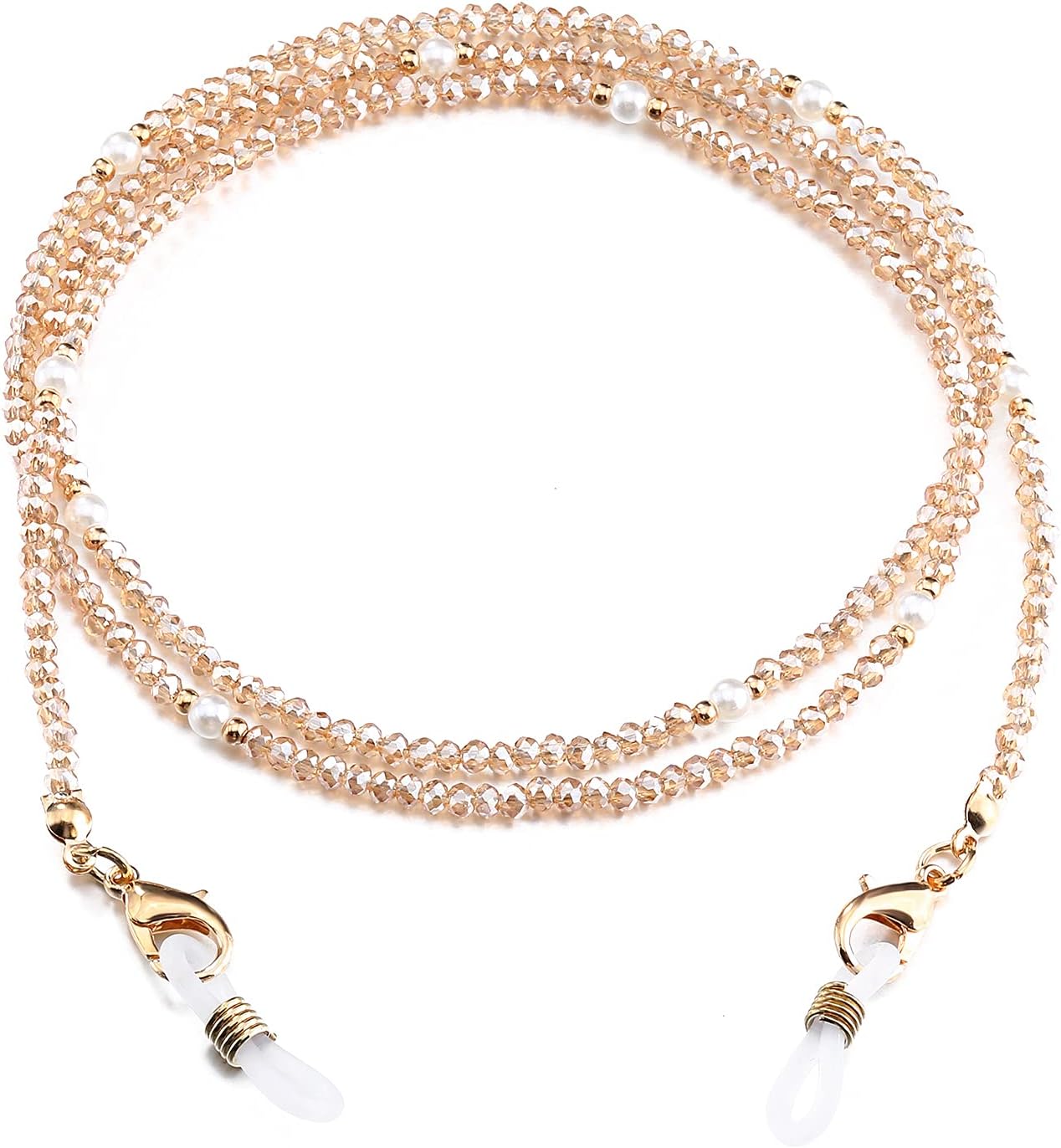 Mask Lanyard Eyeglasses Chain Healing Crystal Beaded Sunglasses Chains with Pearl for Women