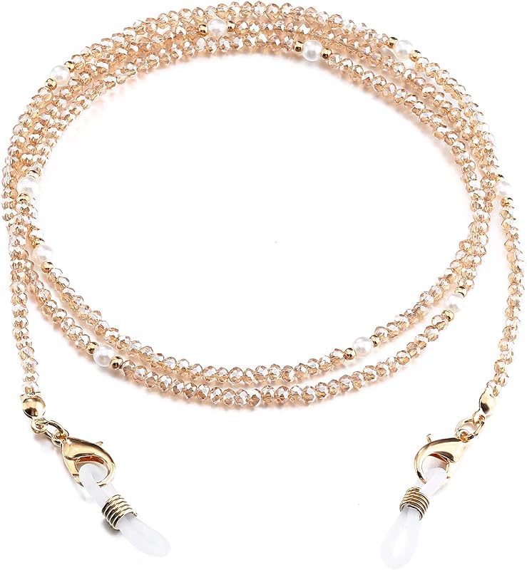 Mask Lanyard Eyeglasses Chain Healing Crystal Beaded Sunglasses Chains with Pearl for Women