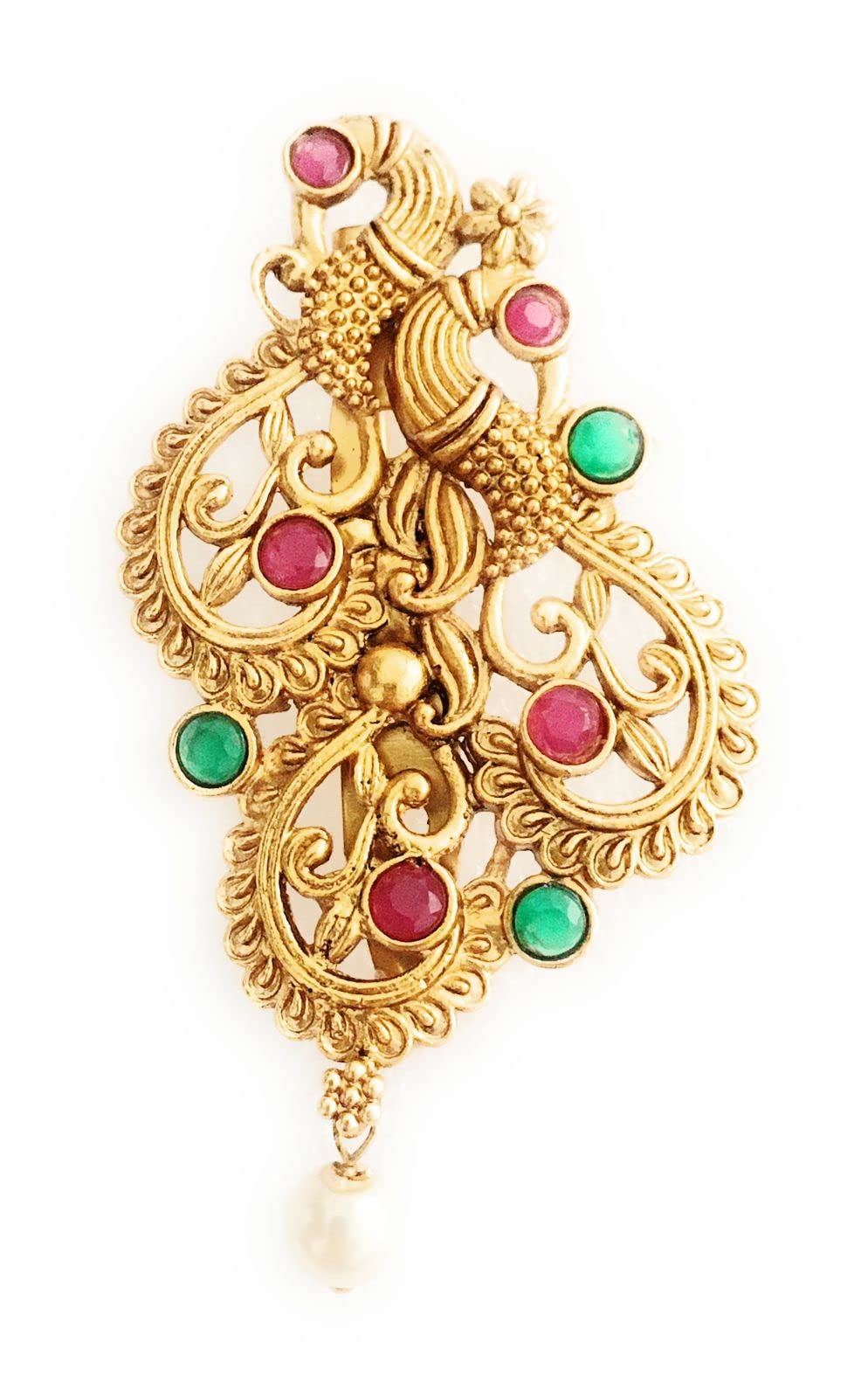 latest brooch pin for women and girls small size matte finish peacock design saree pin with ruby red and green color stones stylish metal bridal dress suit pin (B0B58QDTS7) Amazon Price History, Amazon Price Tracker