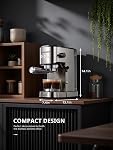 UDI Espresso Machine with Milk Frother, 20 Bar High Pressure Professional Espresso Maker Automatic, Compact Stainless Steel Coffee Machine for Cappuccino, Latte, Silver