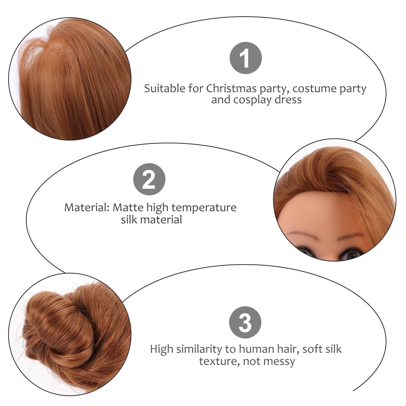jojofuny Trainingspuppenkopf aus Hochtemperatursilke mit Ständer Haarstyling Model für Frisurentraining und Praktisches Abschlussgeschenk für Schüler