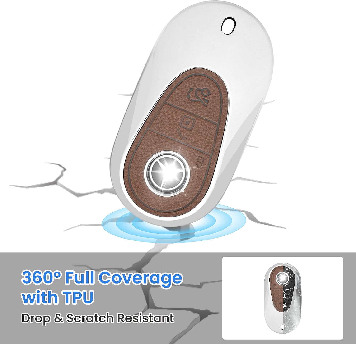 GripKeyShell™ for Mercedes Benz Key Fob Cover with Keychain, Soft TPU Car Key Holder Compatible with 2021-2025 E/C/S-Class EQE/EQS/GLC/Maybach 300/350/400/450/500/560/600/680/63/53 Accessories