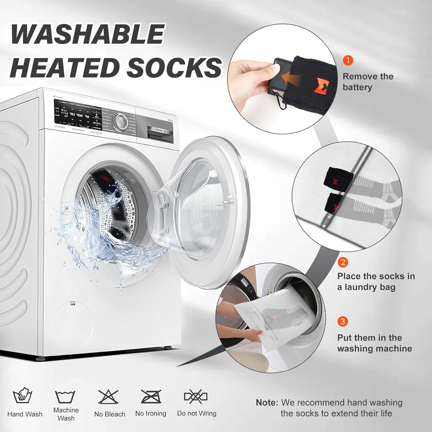 Heated Socks, 5V 6000mAh Rechargeable Heated Socks for Men Women, Electric Heated Socks with 4 Heating Levels for Outdoors Working Skating Skiing Hunting Hiking Cycling - Image 6