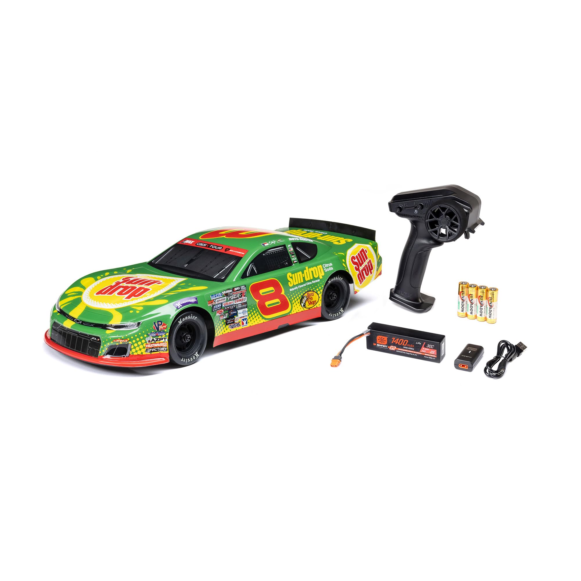 Losi 1/12 RC Racecar Dale Earnhardt Jr. No. 8 2025 Sun Drop Chevrolet ZL1 2S AWD On-Road (Battery & Charger Included), Green, LOS-3104T1