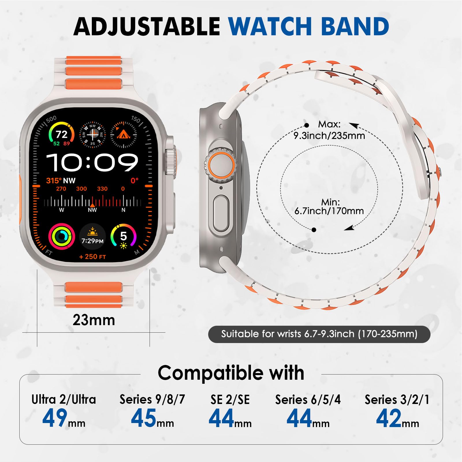 MoKo Cinturino Compatibile con Apple Watch Ultra 2 49mm 46mm 45mm 44mm 42mm per Uomo Donna, Cinturino di Ricambio Sportivi in Silicone per iWatch Apple Watch Serie 10 9 8 7 6 5 SE Ultra 2