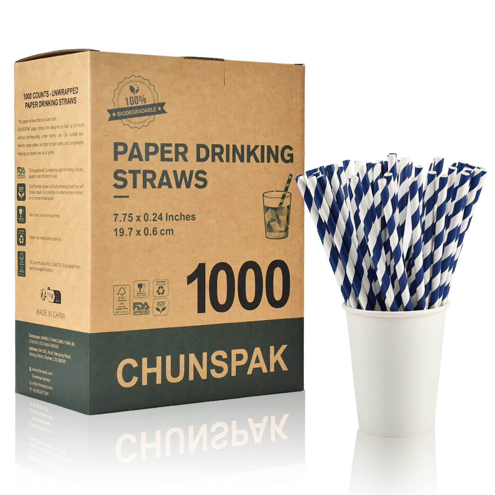 Papieren Wegwerp Rietjes Bulk 1000 Stuks, Rood/Wit Gestreept, 19,7x0,6cm - Milieuvriendelijke Rietjes