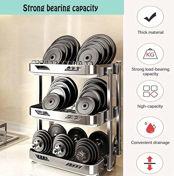 Foldable Dish Rack,Stainless Steel Drain Rack,9.83 * 16.54 * 24IN