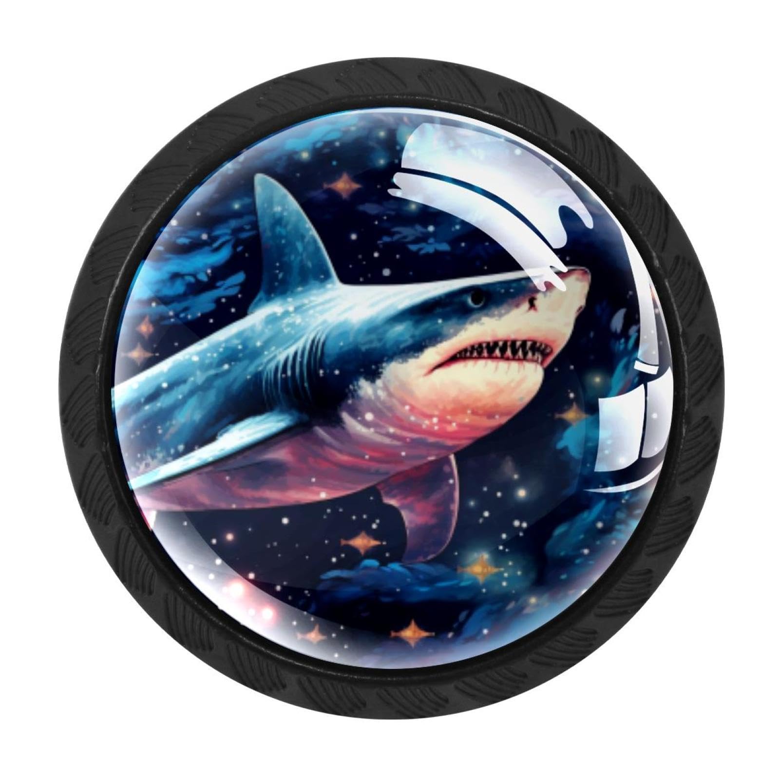 CHENZZZZ Starry Sky Shark Cabinet Knobs 4 Pieces Drawer Kitchen Cabinets Dresser Cupboard Wardrobe Unique Pulls Handles