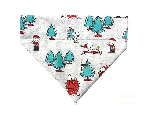 Dog bandana Christmas Tree Dog Bib slip over the collar SMLXLXXL Gray Green and Red