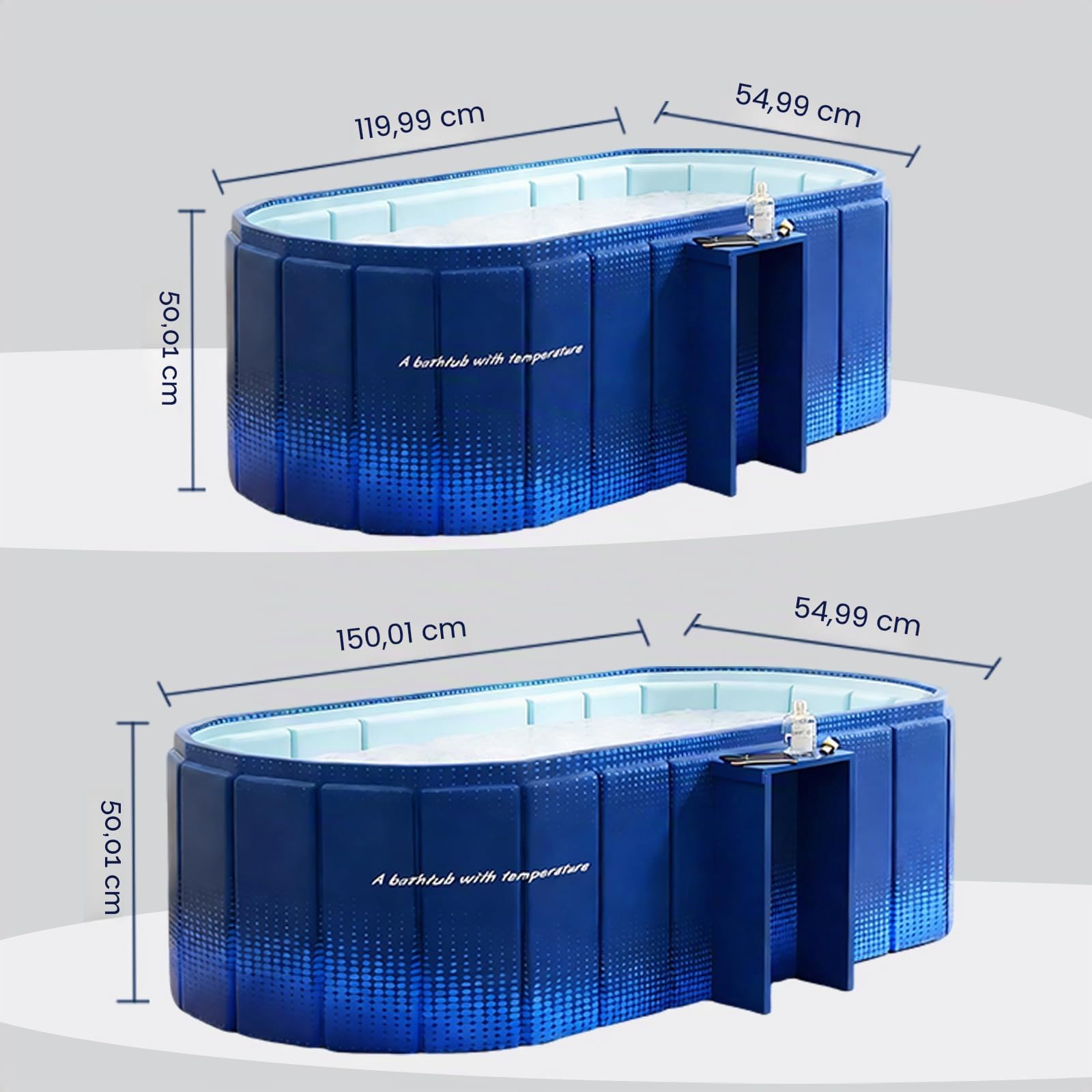 Bañera portátil de 150 cm con estante, bañera plegable para 2 personas, bañera plegable sin inflar para adultos, baño de hielo 2 en 1 y bañera de spa caliente para ducha, jardín y campamento (amarillo