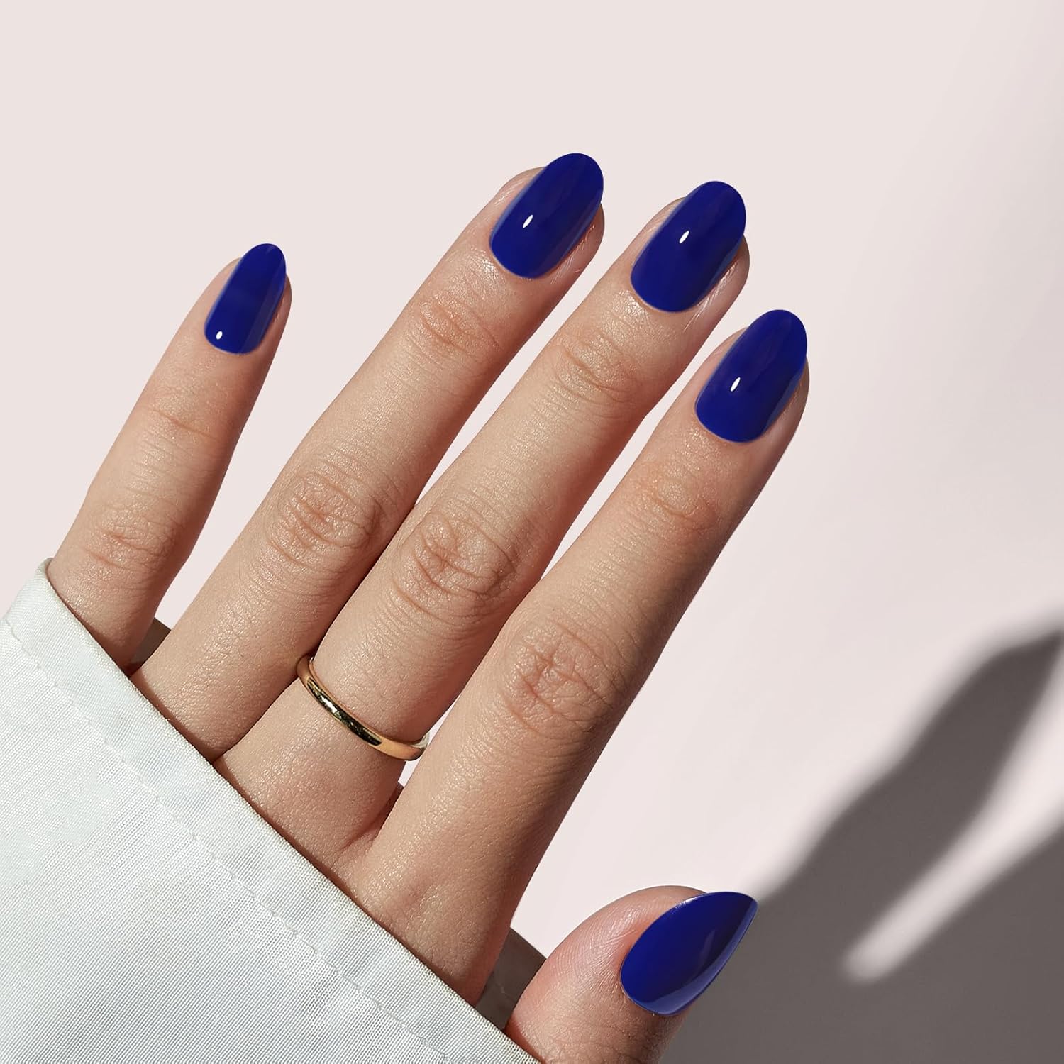 BTArtbox Navy Blue Press-On Nails – Short Oval Soft Gel Nails for a Natural Look