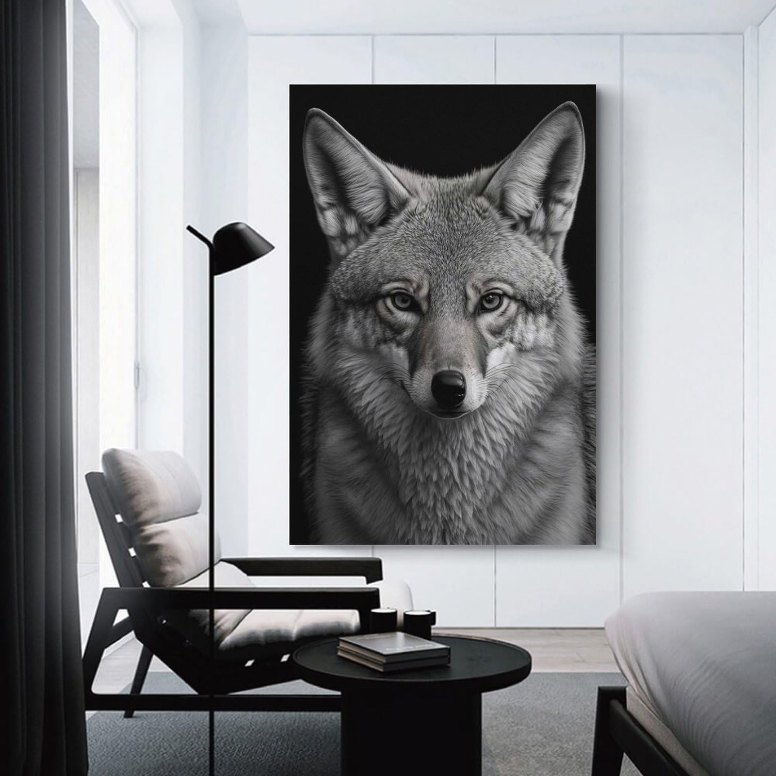 Junmoney Portrait of A Coyote Canvas Wall Picture, 20x30inch(50x75cm), for Sofa Walls, Lounge Or Home Corners, Modern Wall Decor for Cosy Interiors