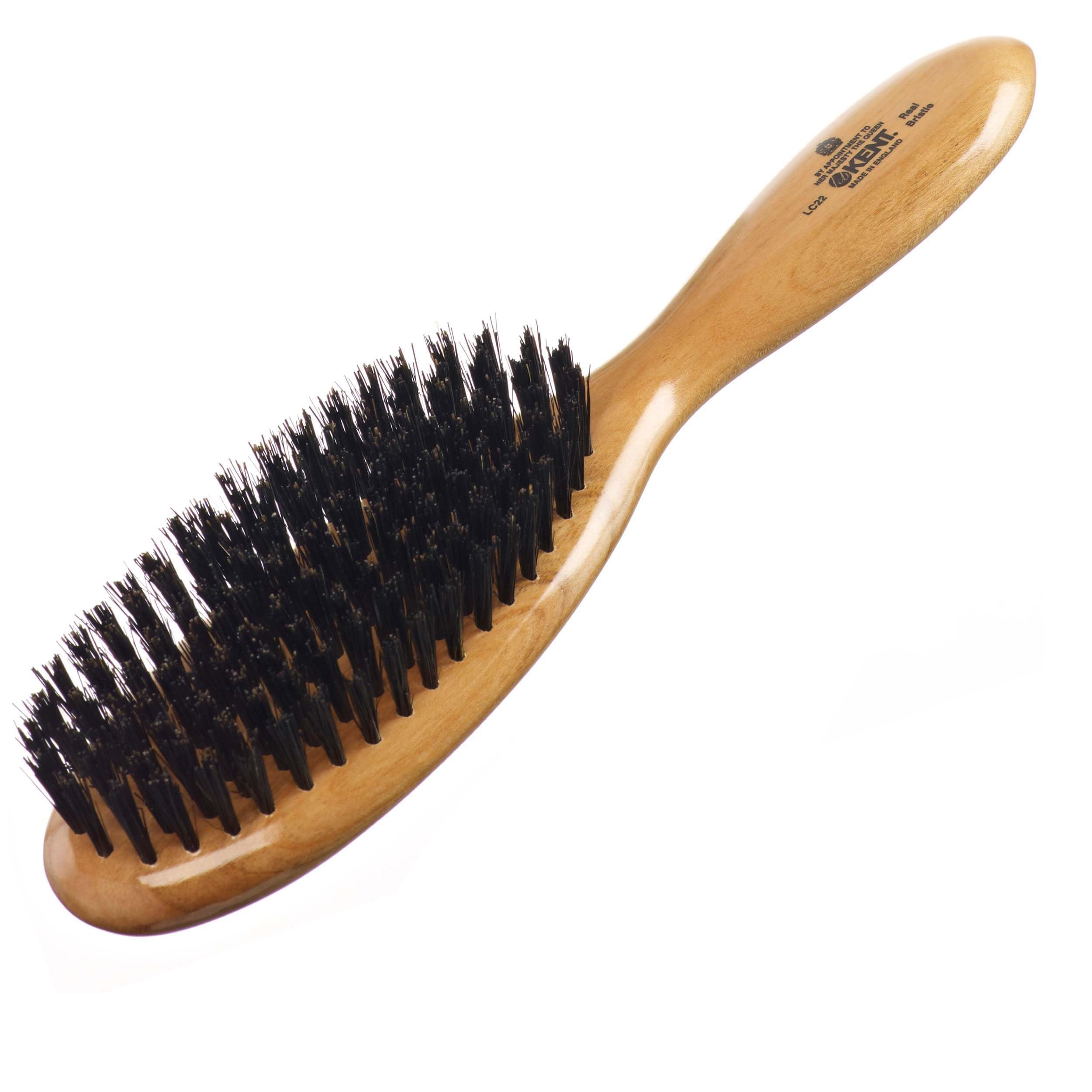 Kent LC22 Finest Hair Brushes for Women Detangler Dry Brush Made of Cherrywood - Boar Bristle Oval Hairbrush for Medium to Thick Hair All Lengths -