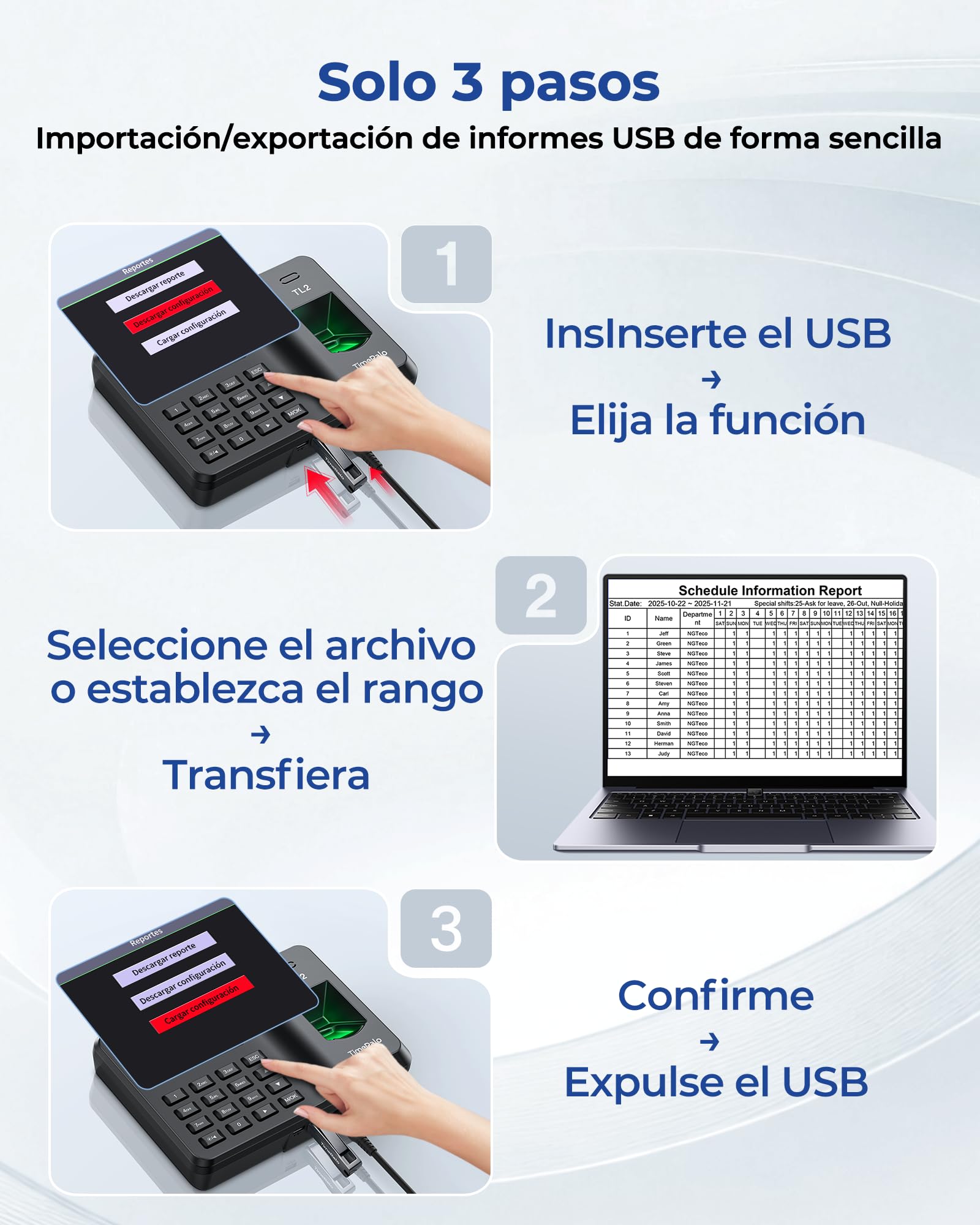 Máquina de Fichaje Autónoma con Huella Dactilar y PIN, Control Horario Empleados