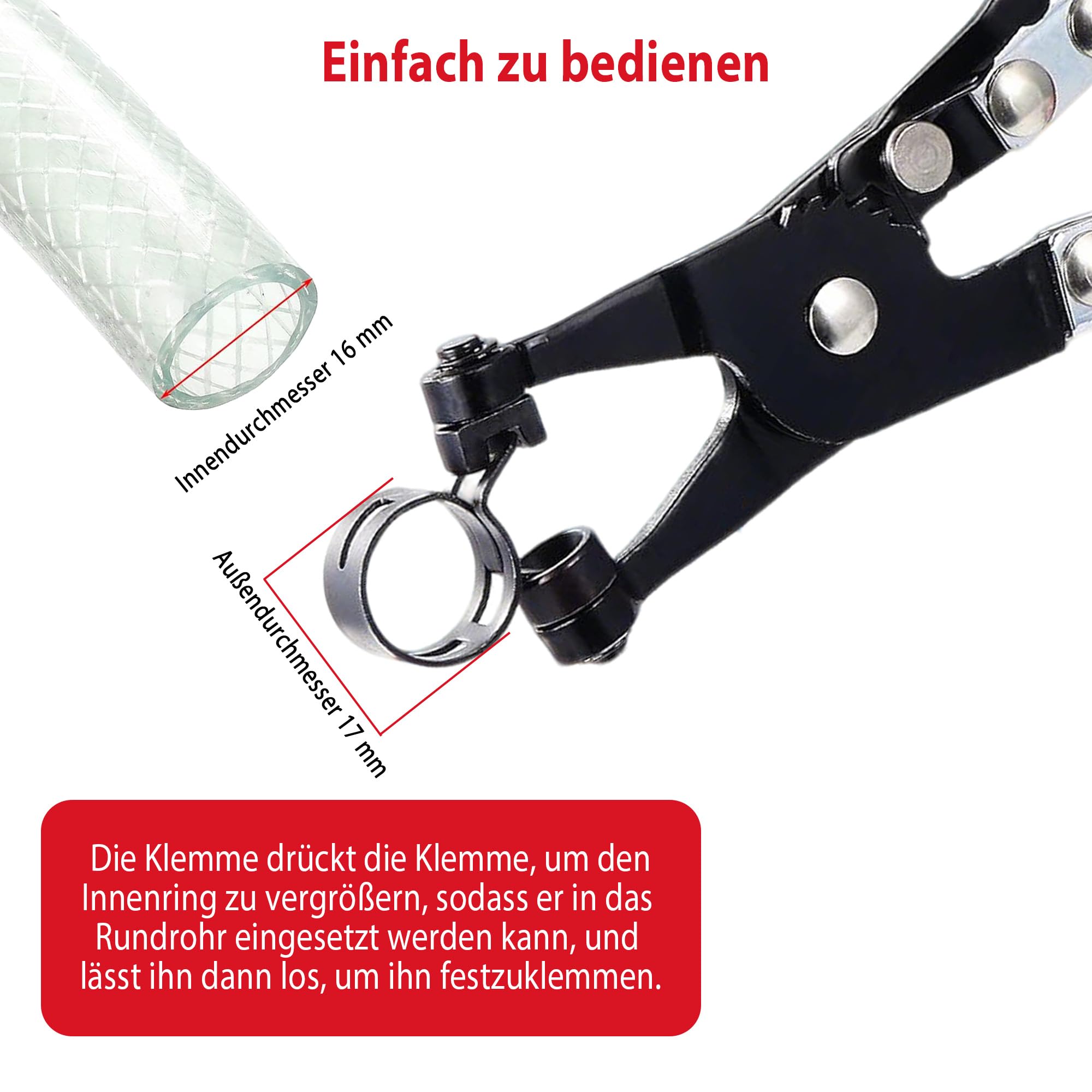300 Stück Schlauchschellen Set KFZ: Schlauchklemme Federbandschellen 5-18mm mit Einer Schlauchklemme Zange Kraftstoffleitung Reparaturset 10 Größen