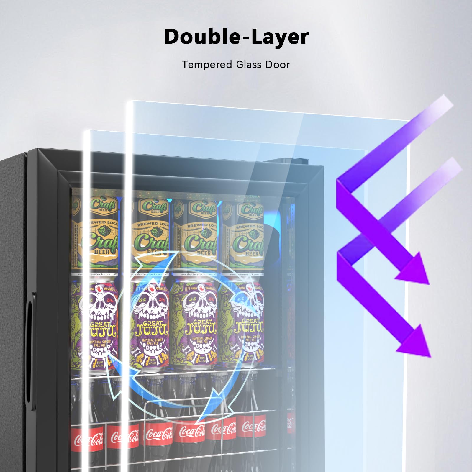Geekman 75 Can Beverage Refrigerator, Freestanding Mini Fridge With Glass Door And Adjustable Shelving, Small Beverage Fridge For Beer, Soda Drink And Wine, Perfect For Home, Office, Dorm, And Bar on Fridge.com - View 3