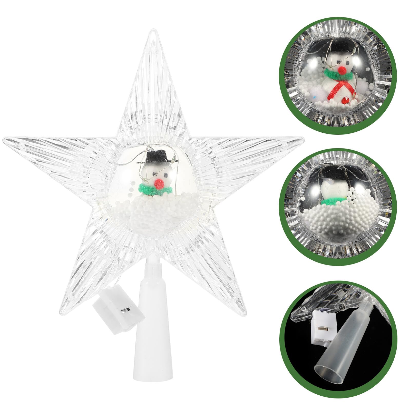 Veemoon Adorno de Navidad Estrella para Árbol Transparente Luz LED Delicado y Decorativo para Fiesta Navideña Adecuado para Casa Hotel y Centro Comercial Diseño de Cinco Puntas