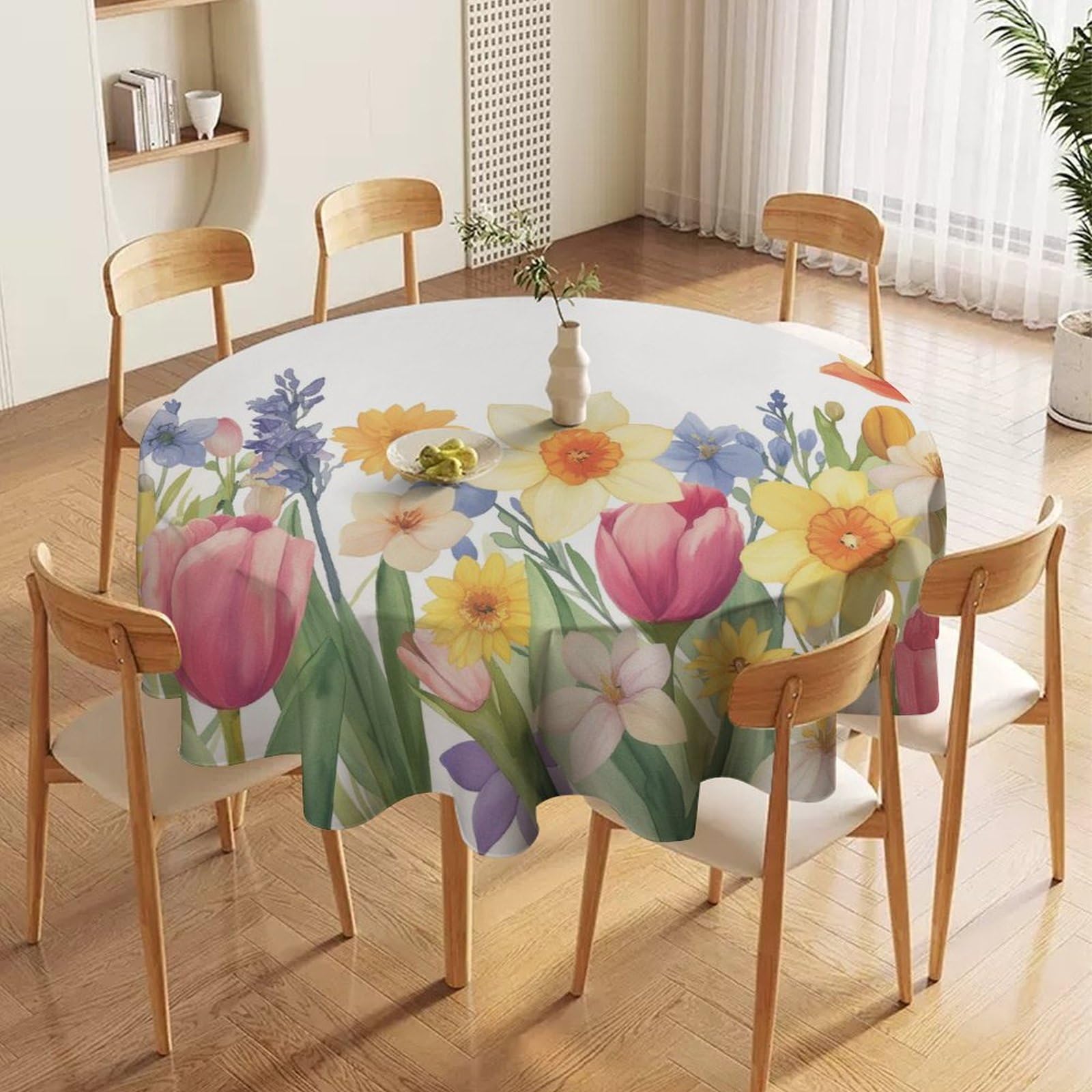 ORDOBO Round Table Cover -Cartoon Mountain Fashion Tablecloth Protector 3D Print Wipeable Outdoor Table Cover For Kitchen Dining Home Decoration 152X152Cm