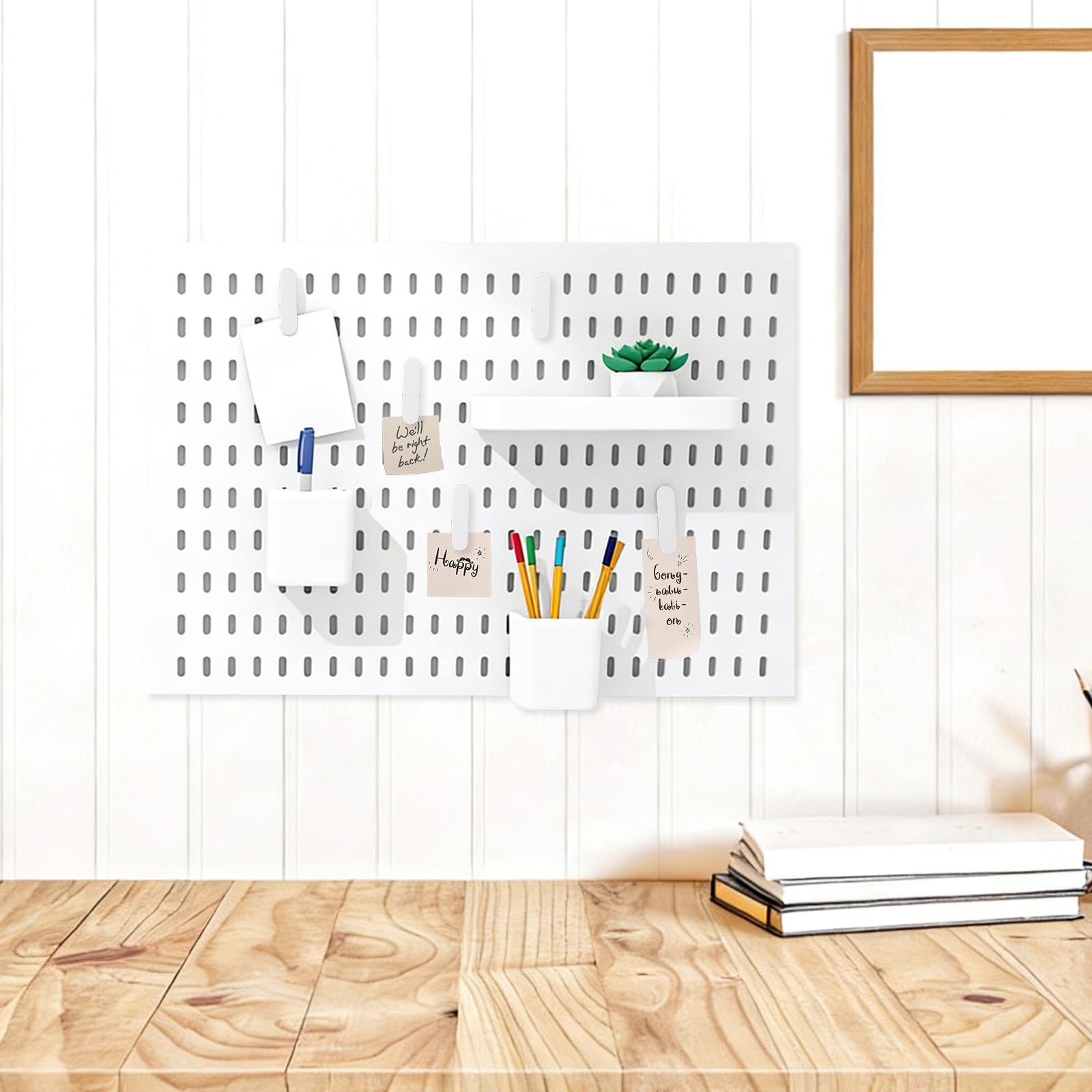 INCREWAY Lot de 10 clips en métal pour tableau perforé - Polyvalents - Pour cuisine, bureau, salle de bain, rangement mural - Crochet métallique multifonction (blanc)