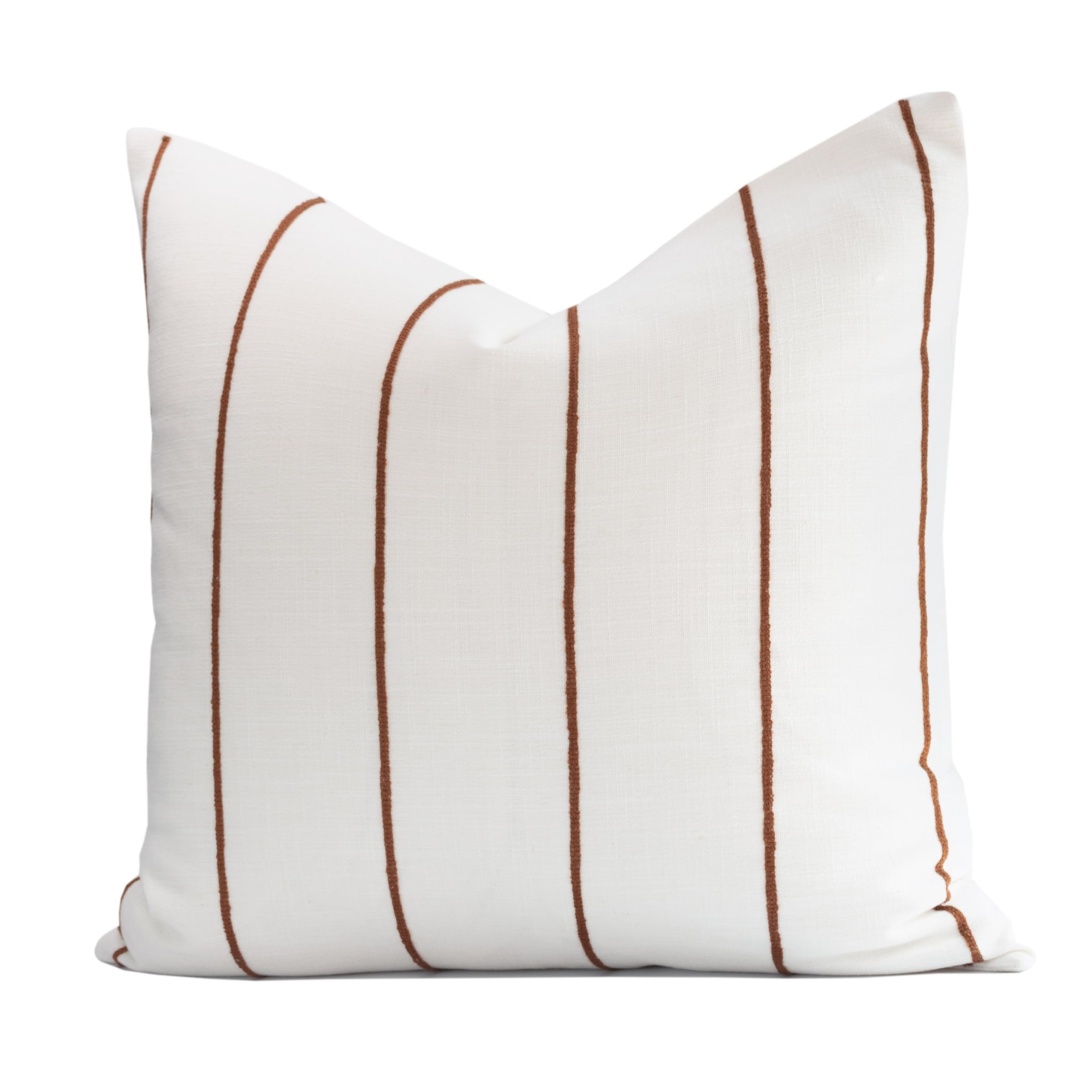 Crumbs Home Modern Farmhouse Fall Linen Indoor Outdoor Throw Pillow Cover Only, 22"x22" Water Repellent for Patio, Backyard, Couch, Neutral Cocoa