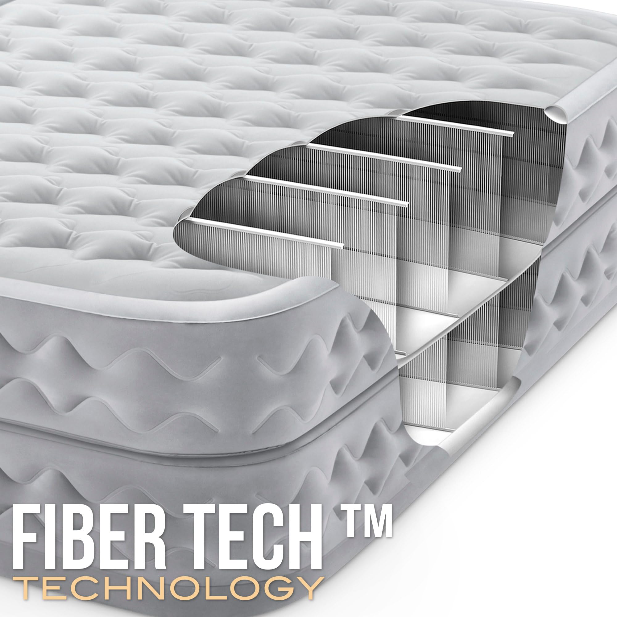 Intex 64490 Materasso Dura Beam Supreme, Teconologia Fiber-Tech Q con Pompa Elettrica Incorporata, 152 x 203 x 51 cm