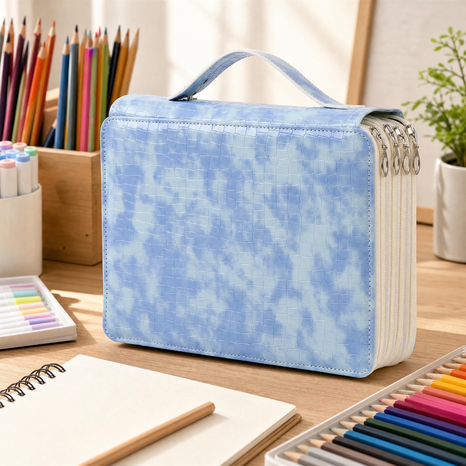 predolo Estuche para Lápices Colores | Elegan, Estuche con Asa, Resisn, Portalápices, para Escuela, Artistas