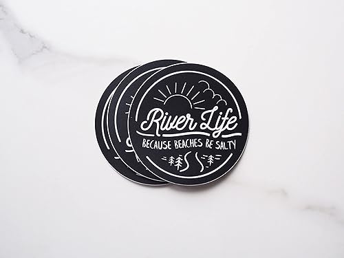 Miniatura 4 de River Life, Because Beaches Be Salty Sticker - Floating the River, Fly Fishing Sticker for Hydroflask - Funny Kayaking Stickers for Car