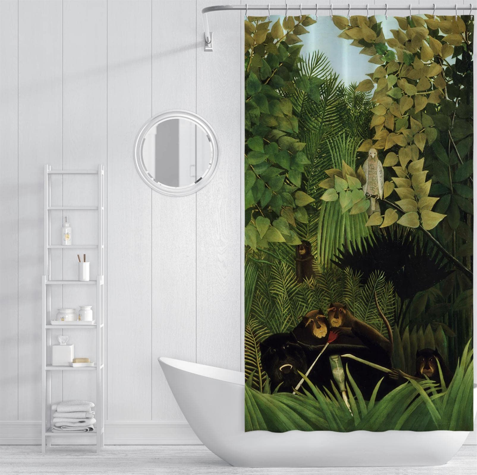Henri Rousseau Zestawy zasłon prysznicowych znakomity design zasłony łazienkowe, trwałe, szybkoschnące, zasłony łazienkowe, niska przejrzystość, 183 x 198 cm