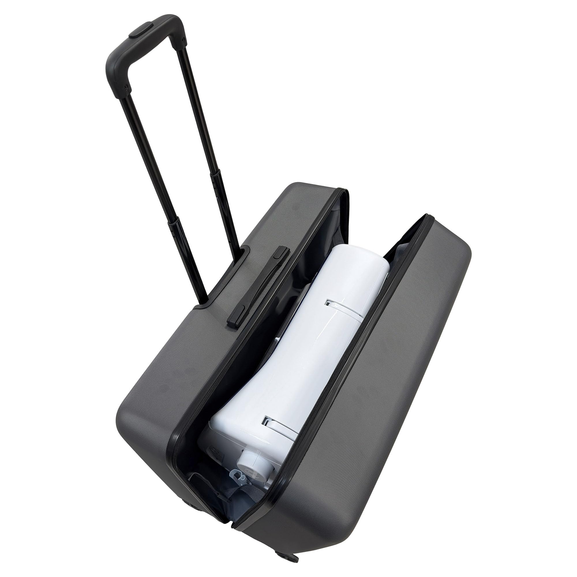 SEMPLIX Nähmaschinentrolley für alle gängigen Haushaltsnähmaschinen, Hartschalenkoffer mit hoher Mobilität und 360°Wendigkeit durch 4 leichtgängige Rollen (stahlgrau, 71,5 x 30 x 40 cm)