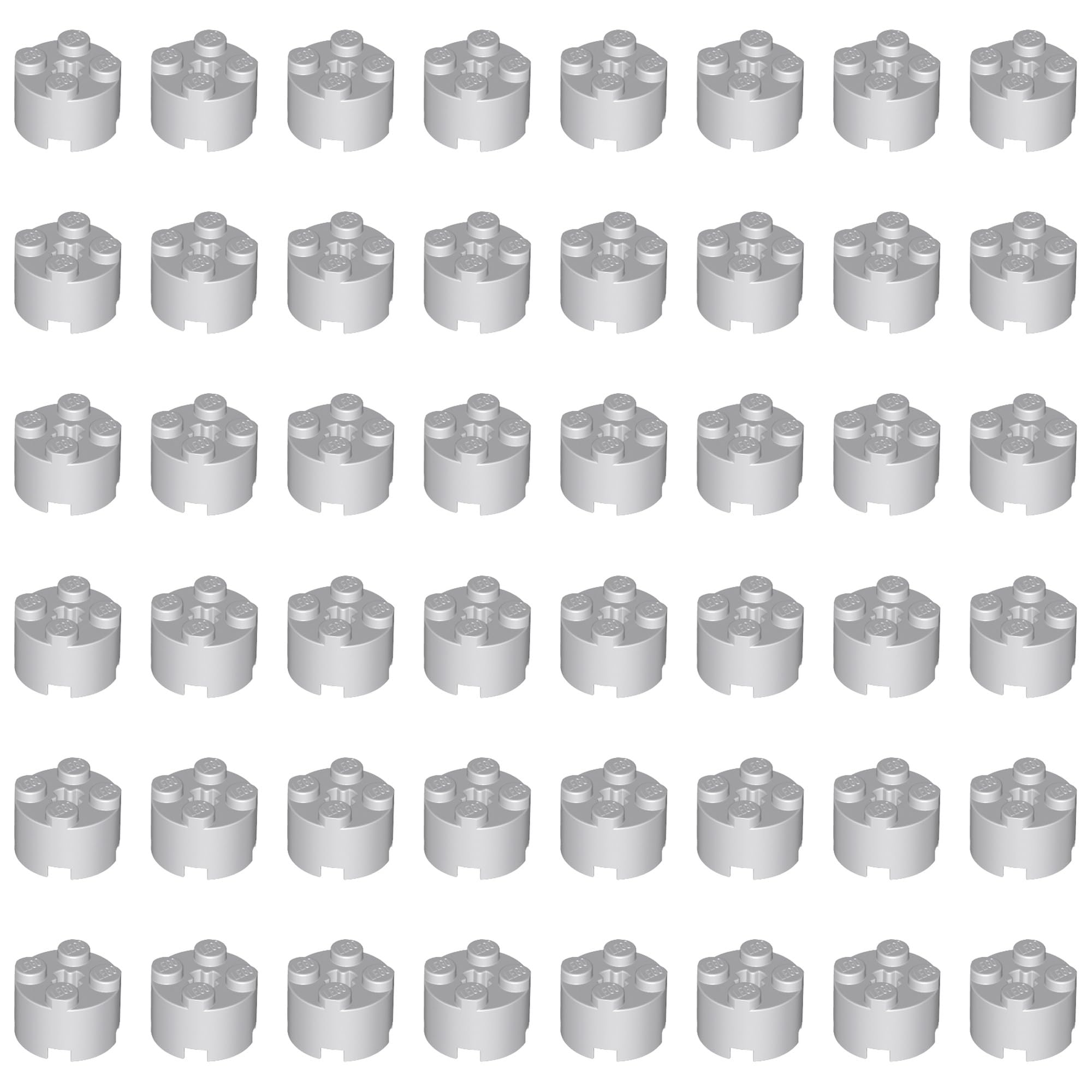 LEGO Brick, Round 2 x 2 with Axle Hole, Part 3941 (Light Bluish Gray, 10, Bricks)