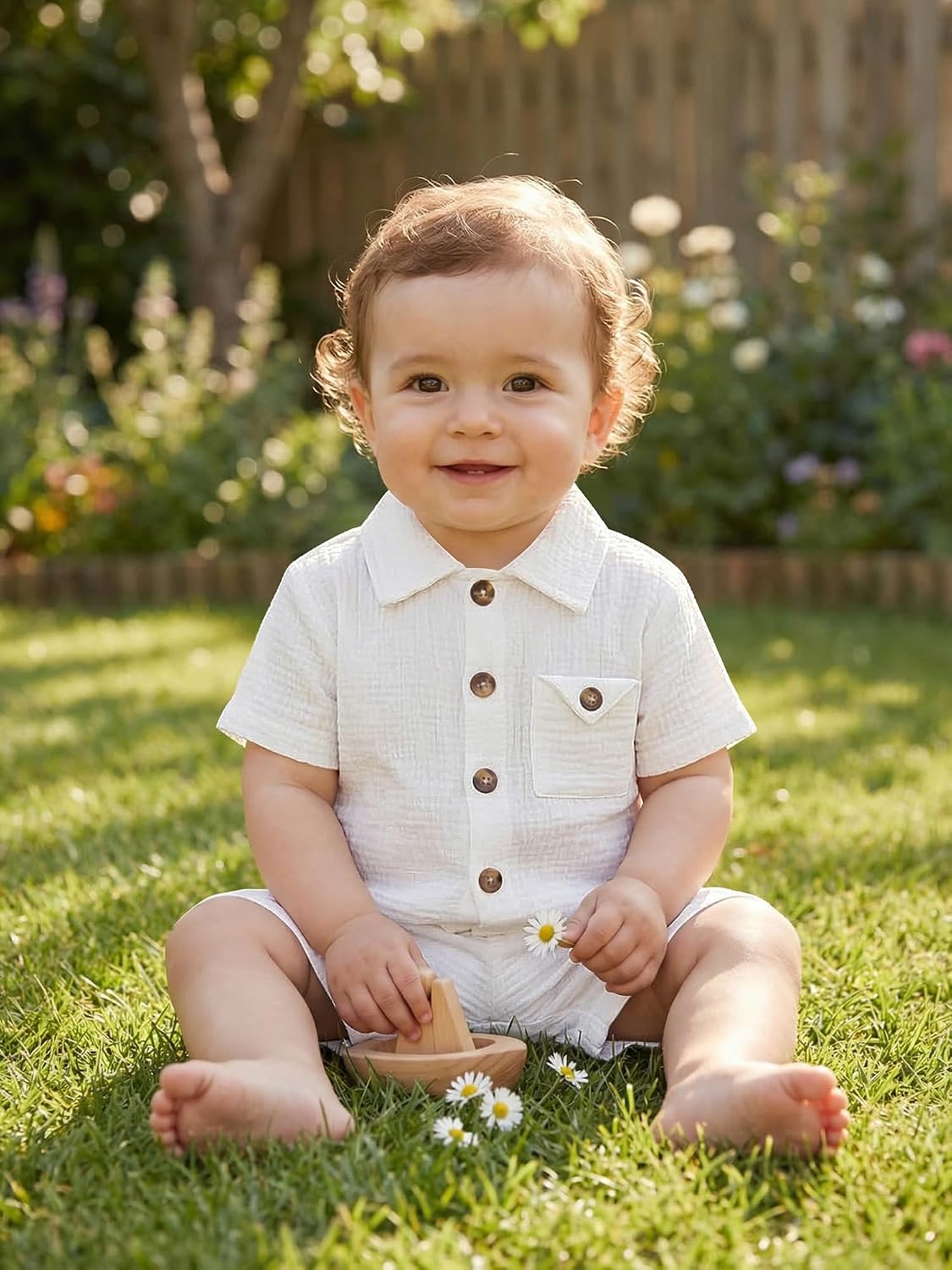 Baby Boy Summer Clothes 2PCS Set, Toddler Boys Cotton Short Sleeve Top Shorts Summer Outfits with Pocket